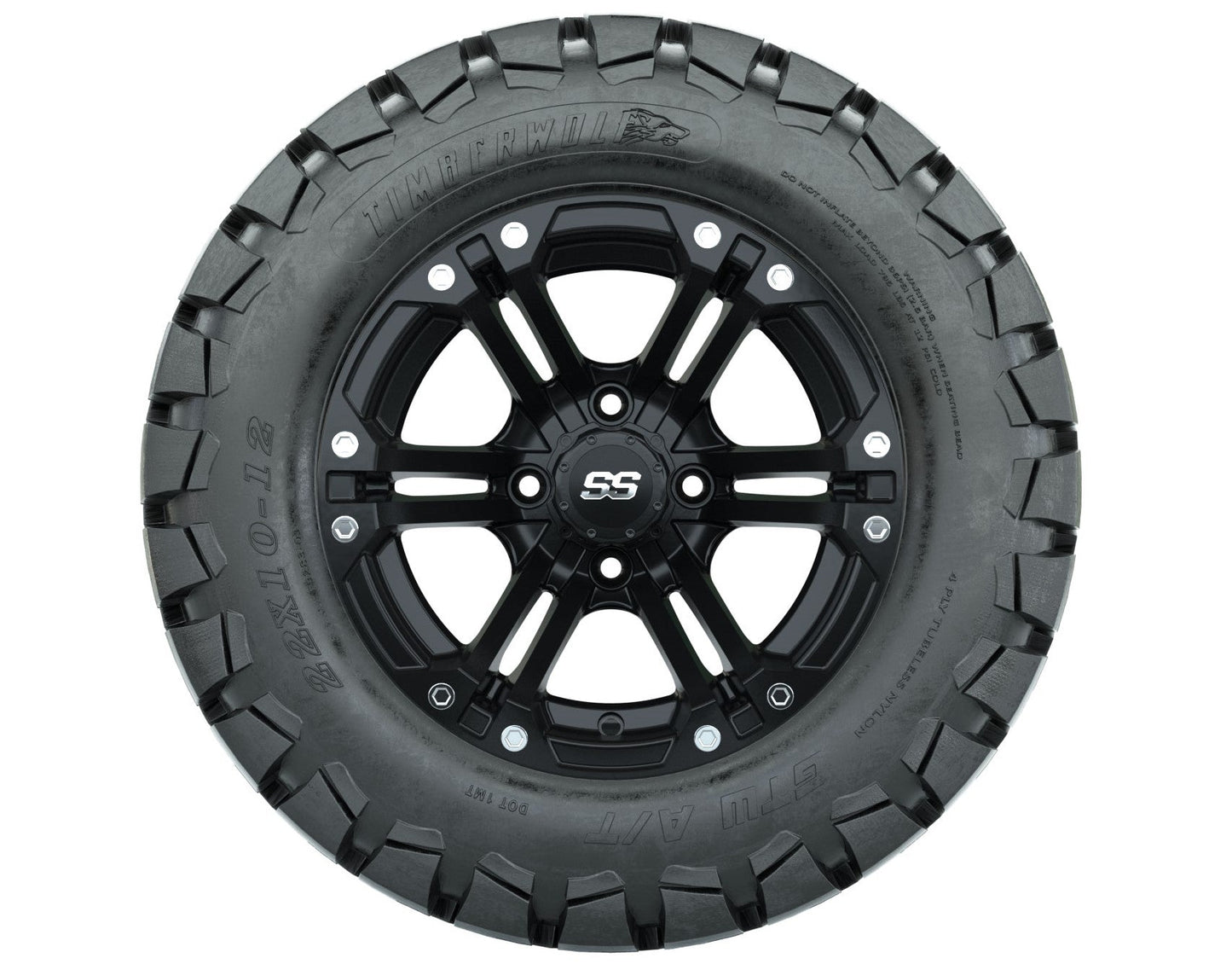 Set of (4) 12 in GTW Specter Wheels with 22x10-12 GTW Timberwolf All-Terrain Tires