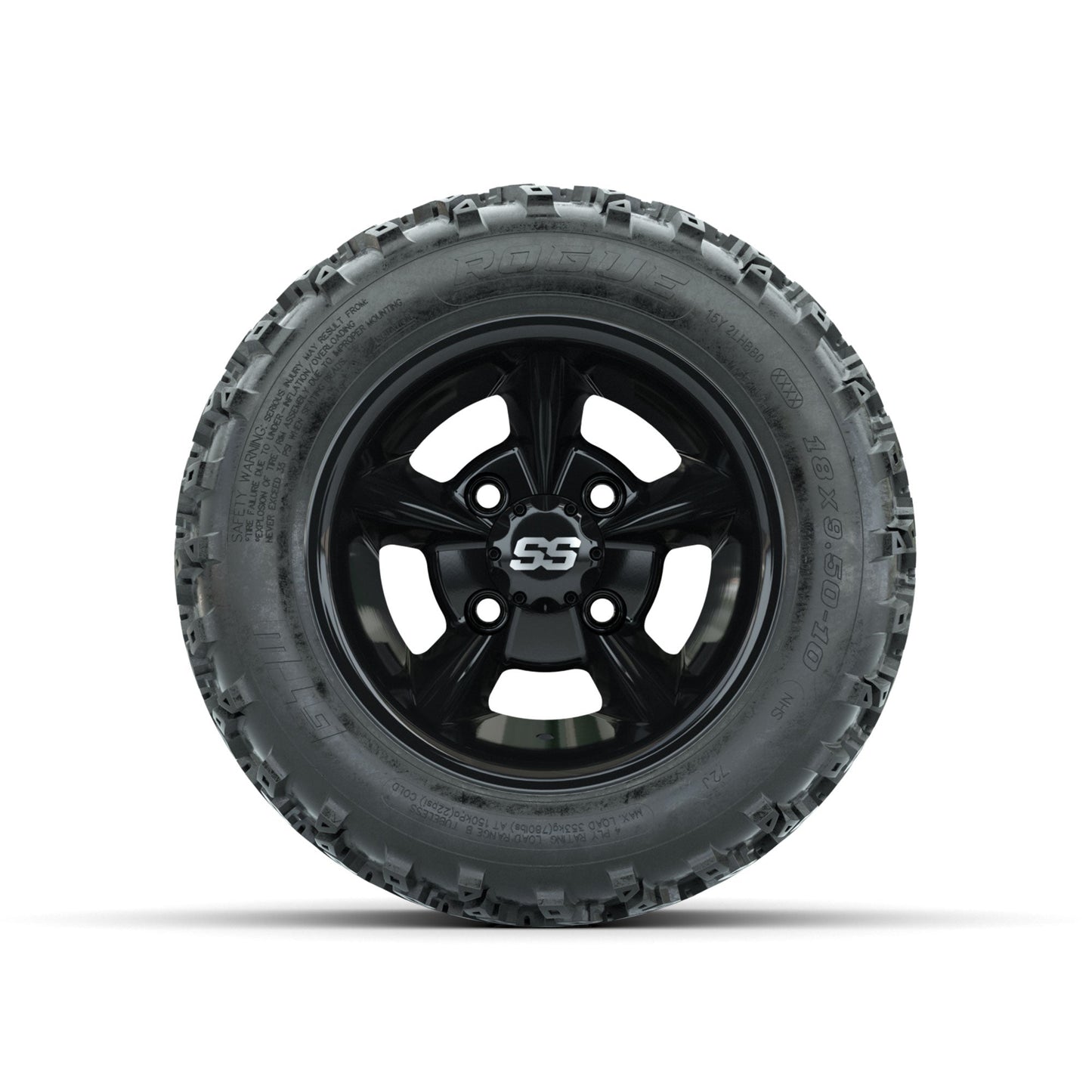 GTW Godfather Black 10 in Wheels with 18x9.50-10 Rogue All Terrain Tires Full Set