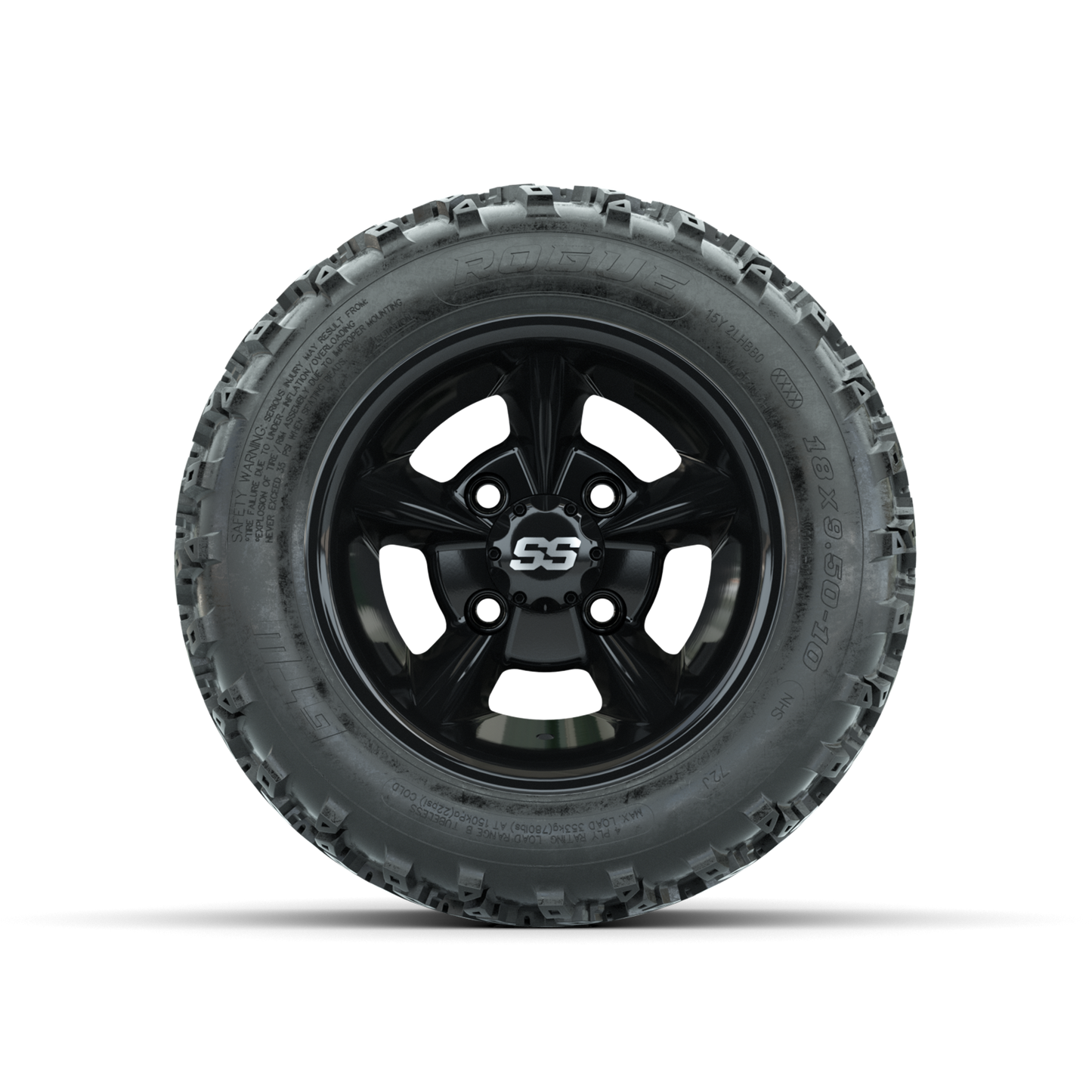 GTW Godfather Black 10 in Wheels with 18x9.50-10 Rogue All Terrain Tires Full Set