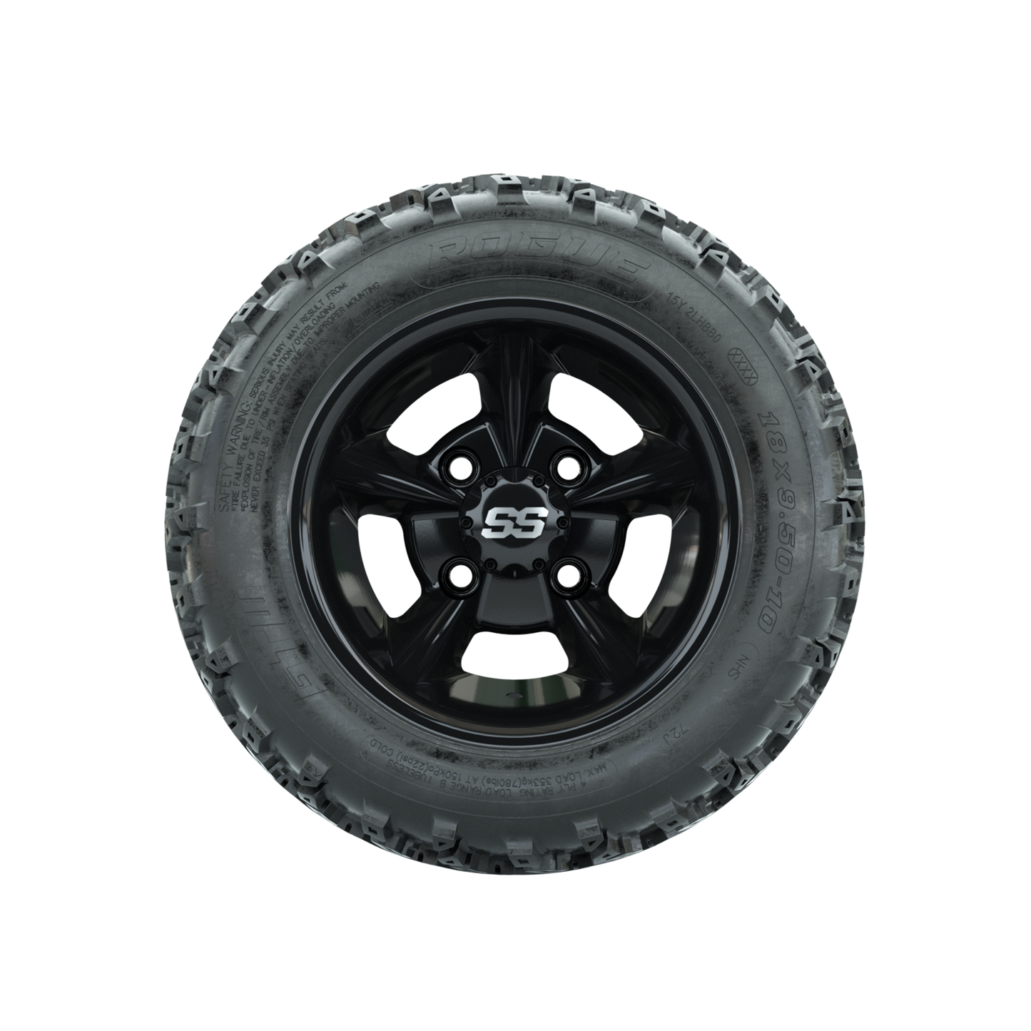 GTW Godfather Black 10 in Wheels with 18x9.50-10 Rogue All Terrain Tires Full Set
