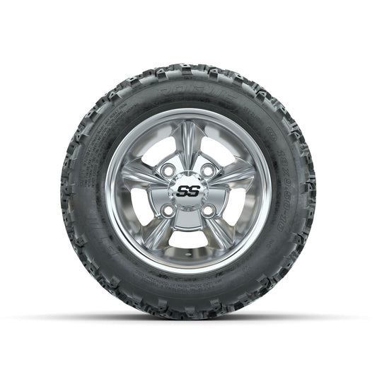 GTW Godfather Chrome 10 in Wheels with 18x9.50-10 Rogue All Terrain Tires Full Set
