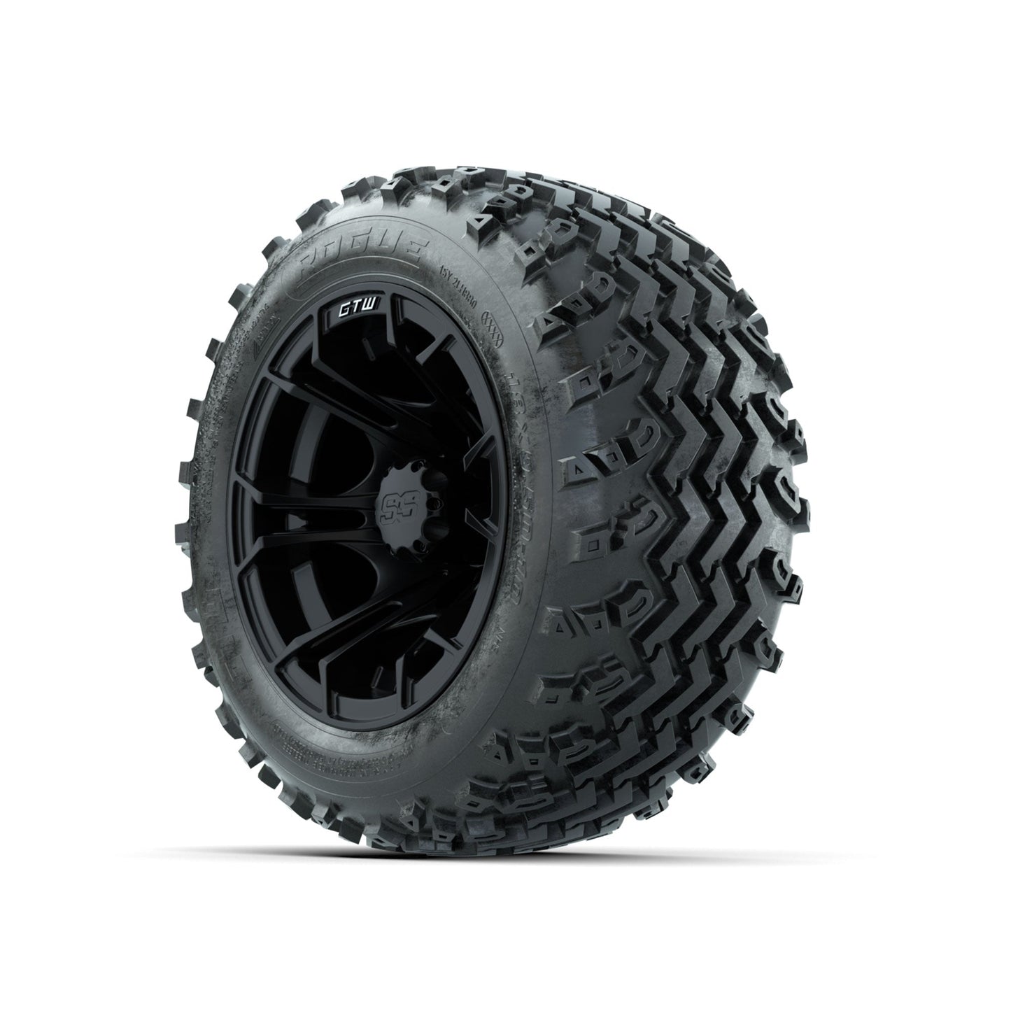 GTW Spyder Matte Black 10 in Wheels with 18x9.50-10 Rogue All Terrain Tires Full Set