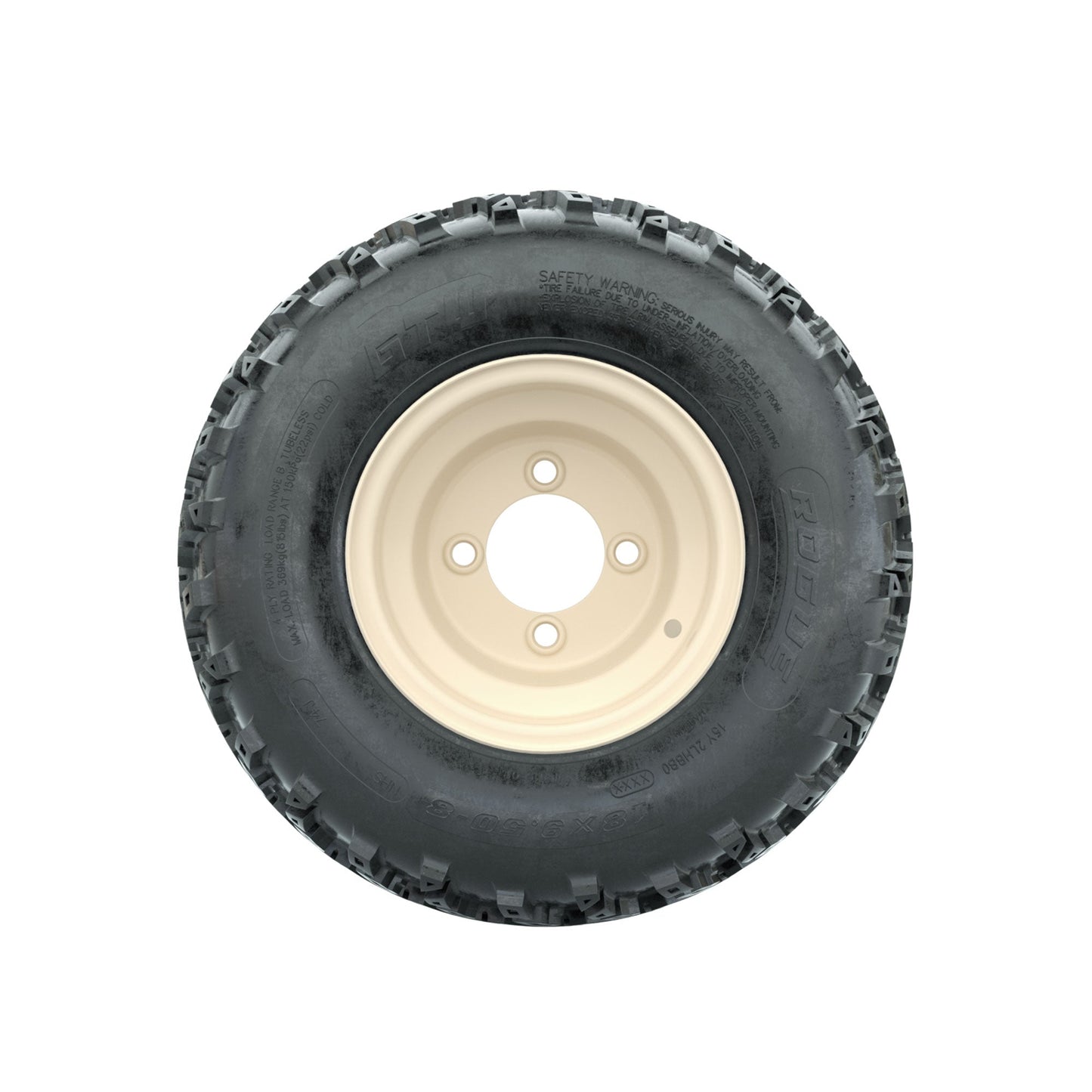 GTW Steel Yamaha Ivory Centered 8 in Wheels with 18x9.50-8 Rogue All Terrain Tires Full Set
