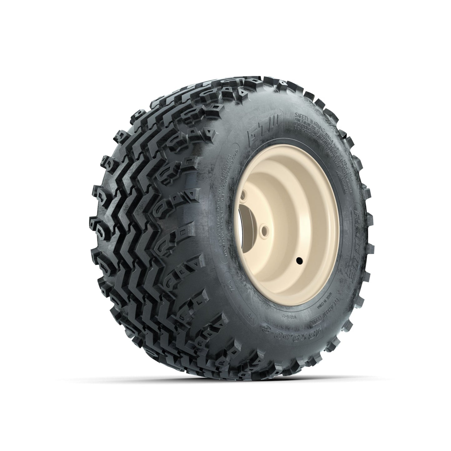 GTW Steel Yamaha Ivory Centered 8 in Wheels with 18x9.50-8 Rogue All Terrain Tires Full Set