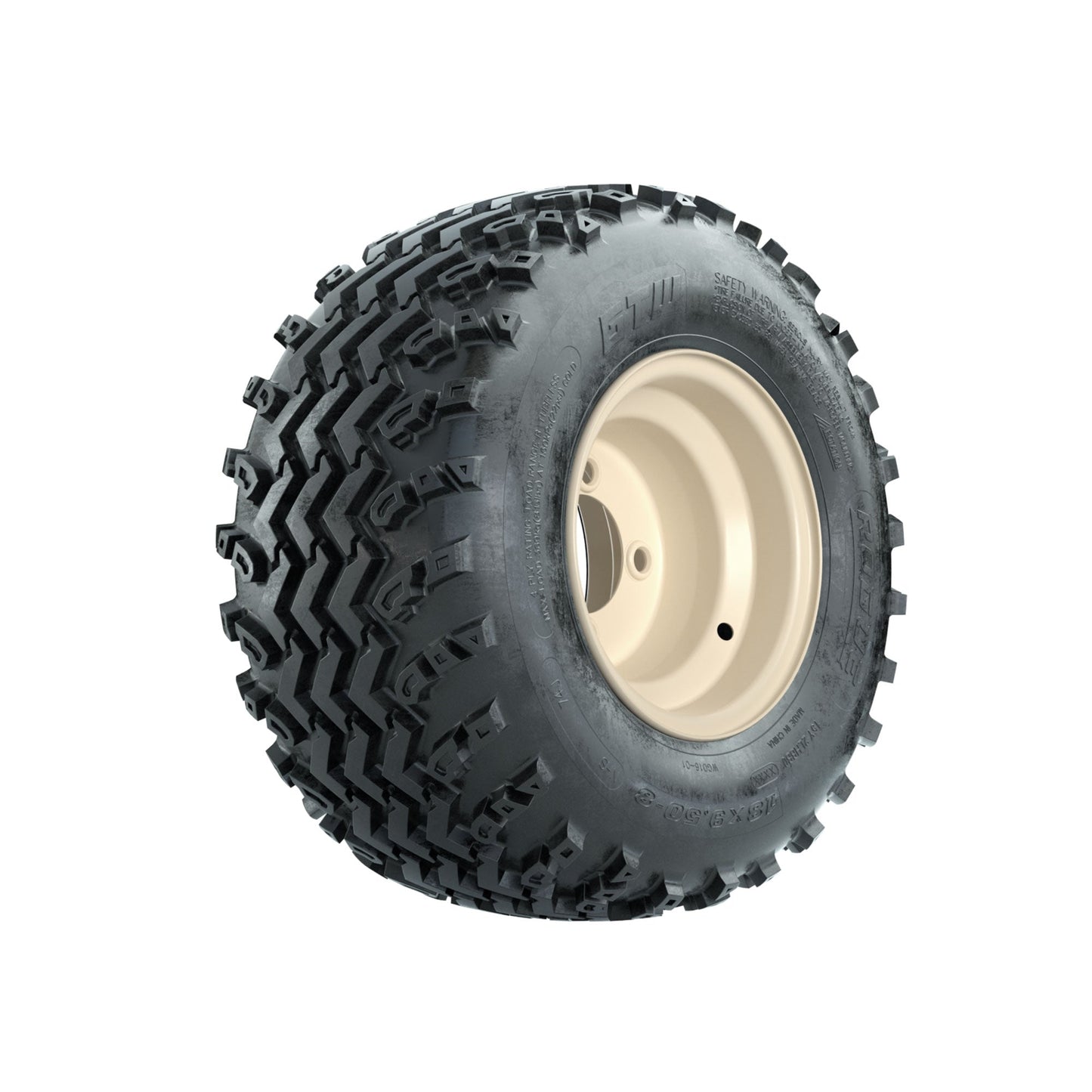 GTW Steel Yamaha Ivory Centered 8 in Wheels with 18x9.50-8 Rogue All Terrain Tires Full Set