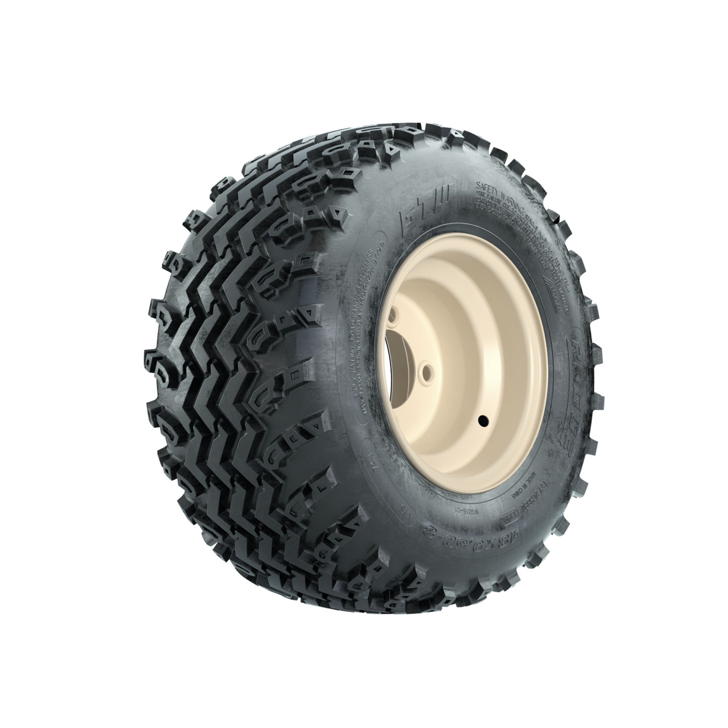 GTW Steel Yamaha Ivory Centered 8 in Wheels with 18x9.50-8 Rogue All Terrain Tires Full Set