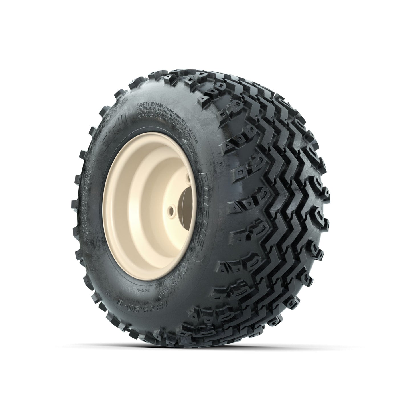 GTW Steel Yamaha Ivory Centered 8 in Wheels with 18x9.50-8 Rogue All Terrain Tires Full Set