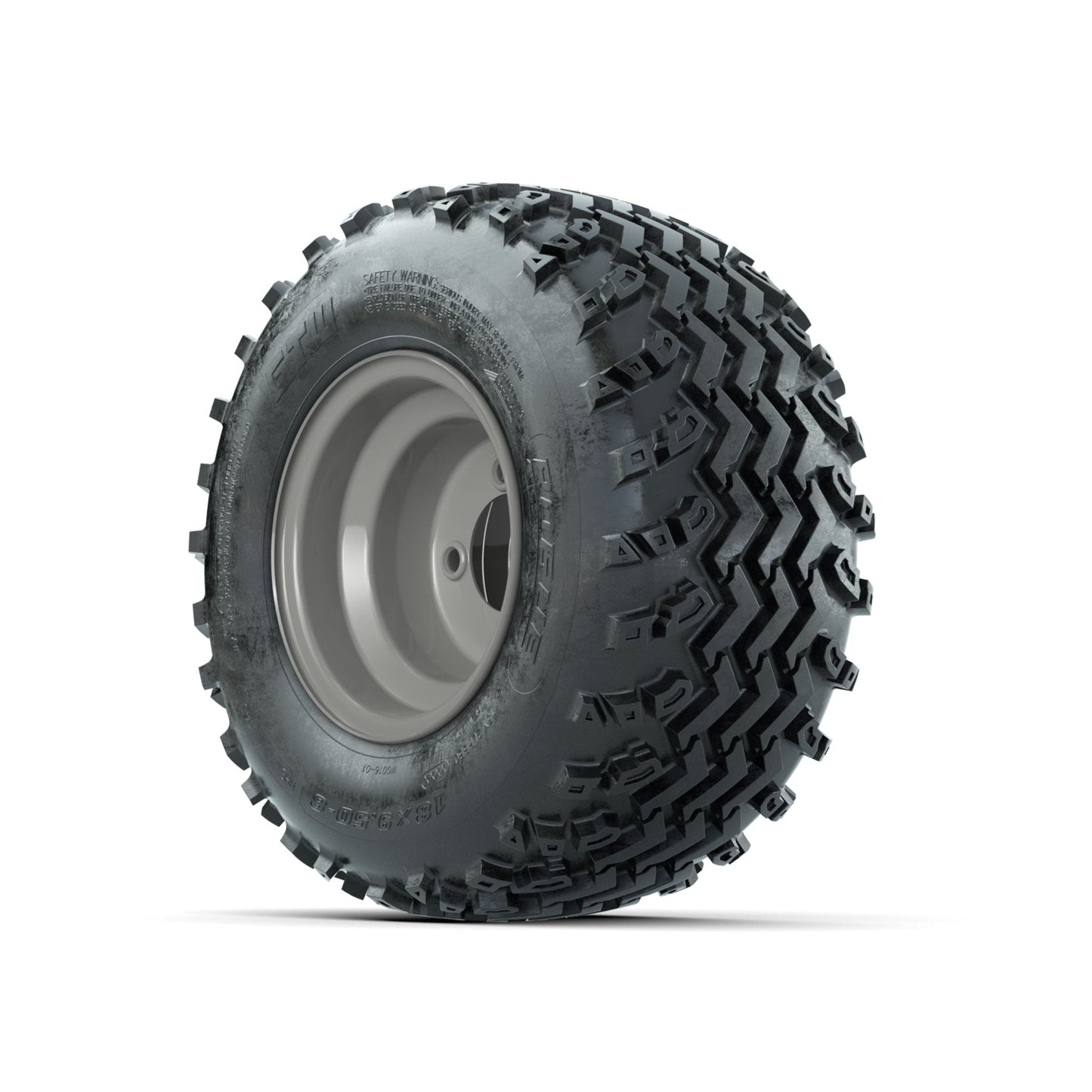 GTW Steel Club Car Grey Centered 8 in Wheels with 18x9.50-8 Rogue All Terrain Tires Full Set