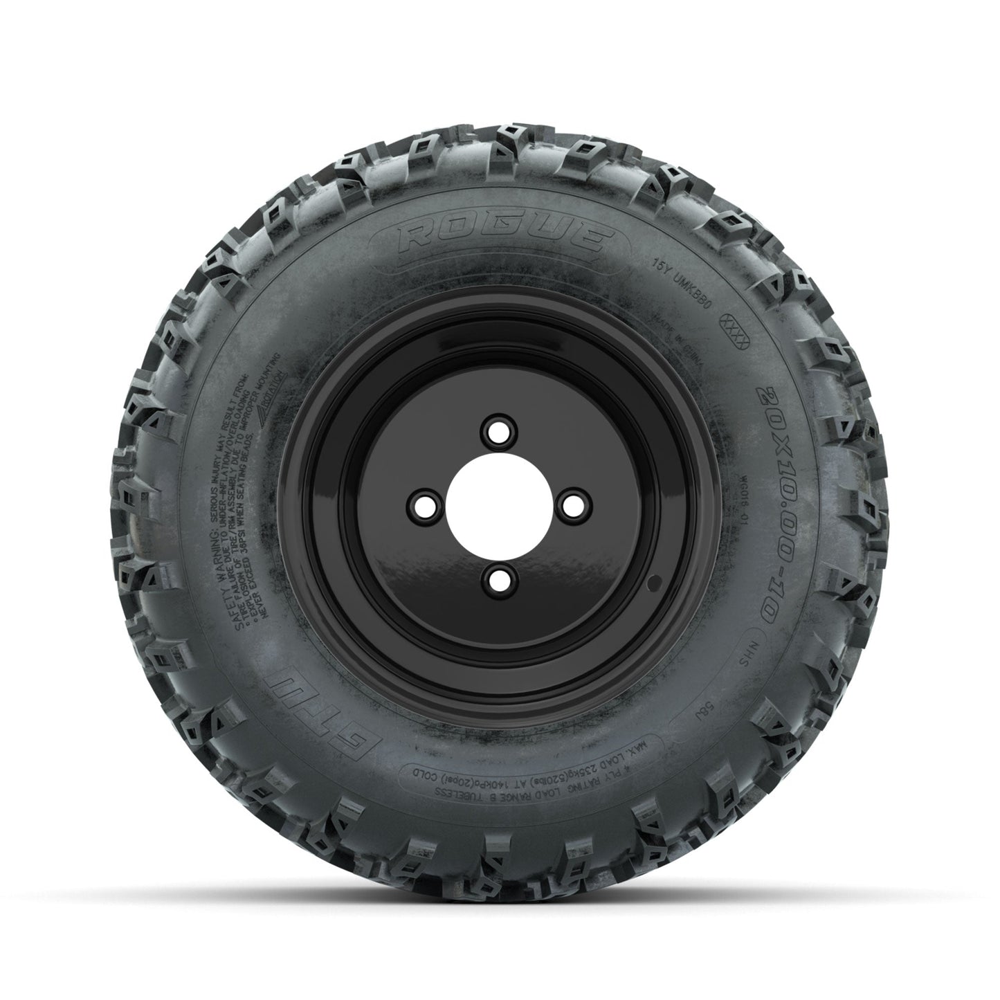 GTW Steel Black 10 in Wheels with 20x10.00-10 Rogue All Terrain Tires Full Set