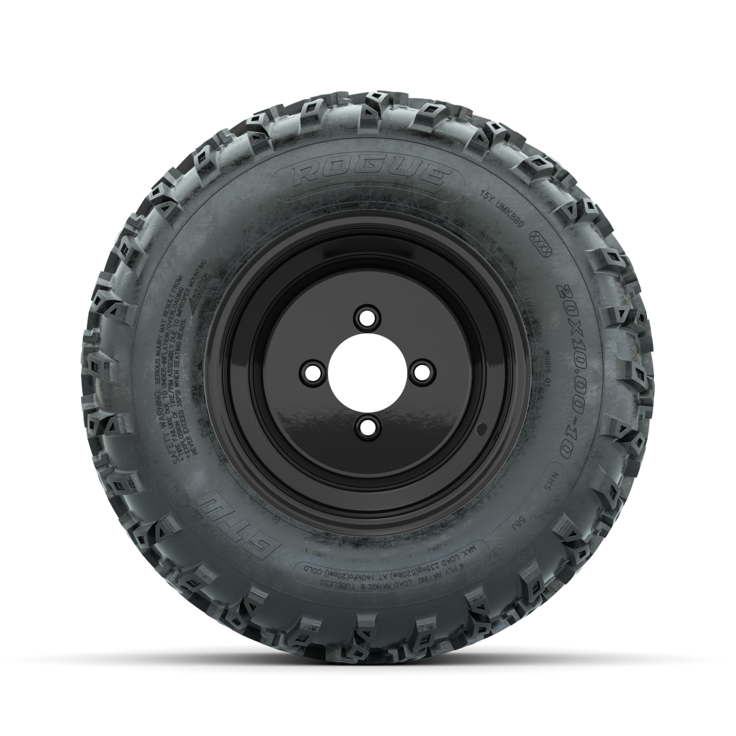GTW Steel Black 10 in Wheels with 20x10.00-10 Rogue All Terrain Tires Full Set