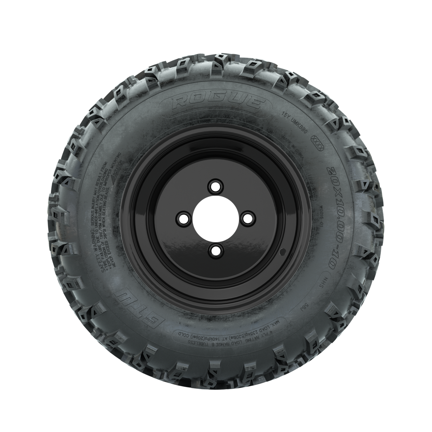 GTW Steel Black 10 in Wheels with 20x10.00-10 Rogue All Terrain Tires Full Set