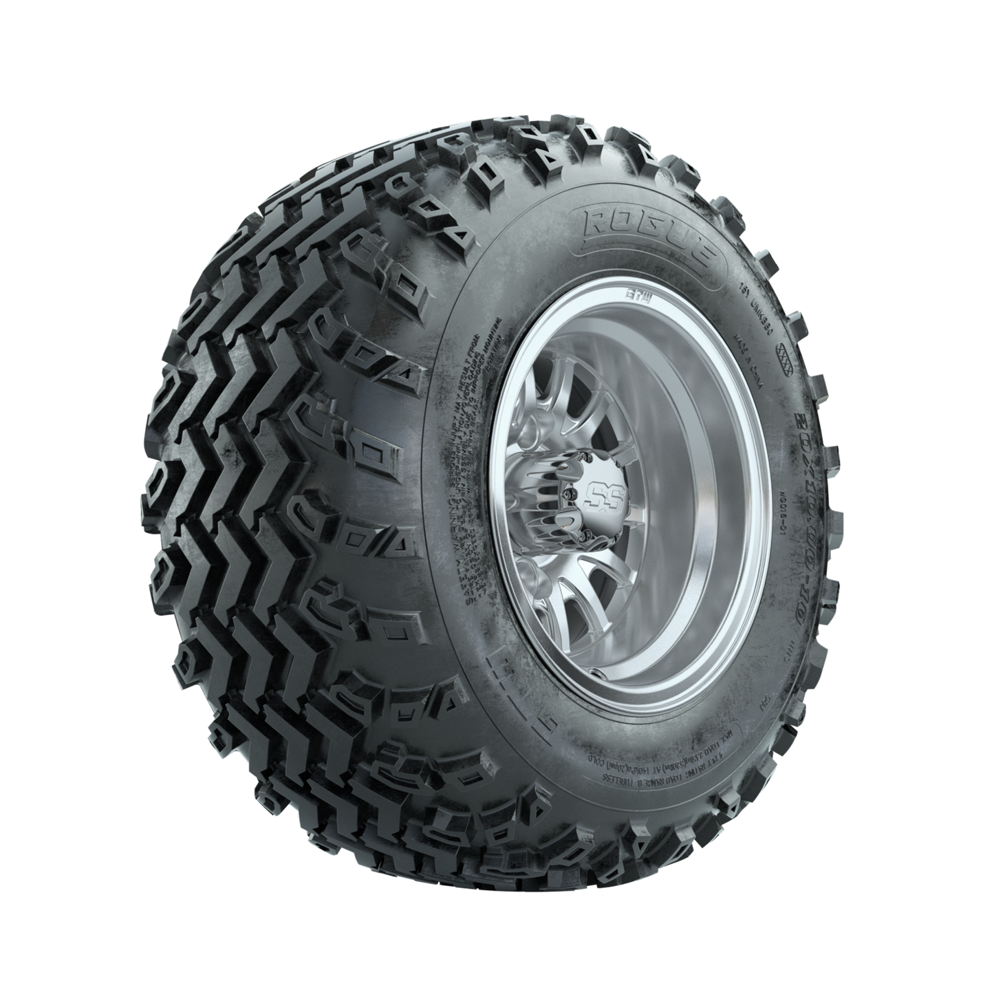 GTW Medusa Machined/Silver 10 in Wheels with 20x10.00-10 Rogue All Terrain Tires Full Set