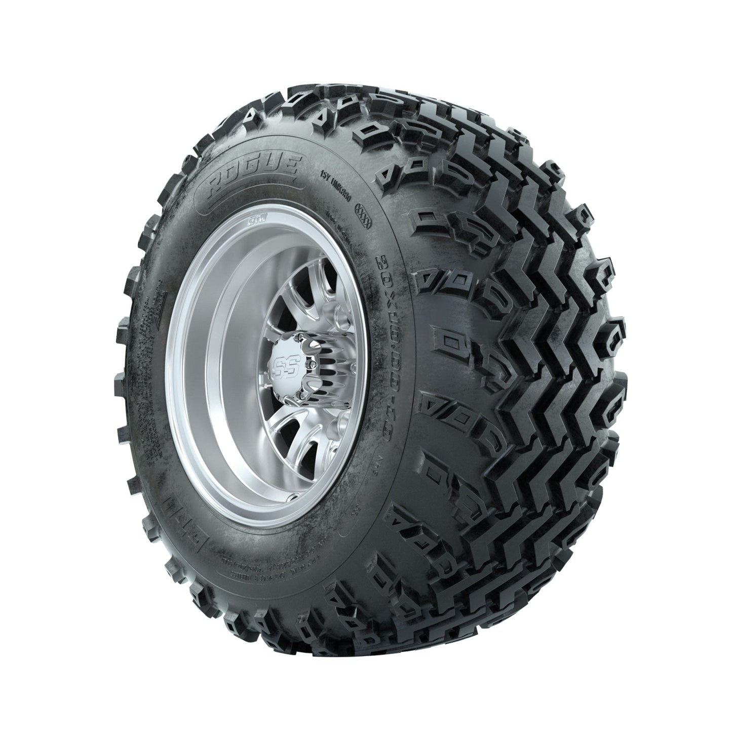 GTW Medusa Machined/Silver 10 in Wheels with 20x10.00-10 Rogue All Terrain Tires Full Set