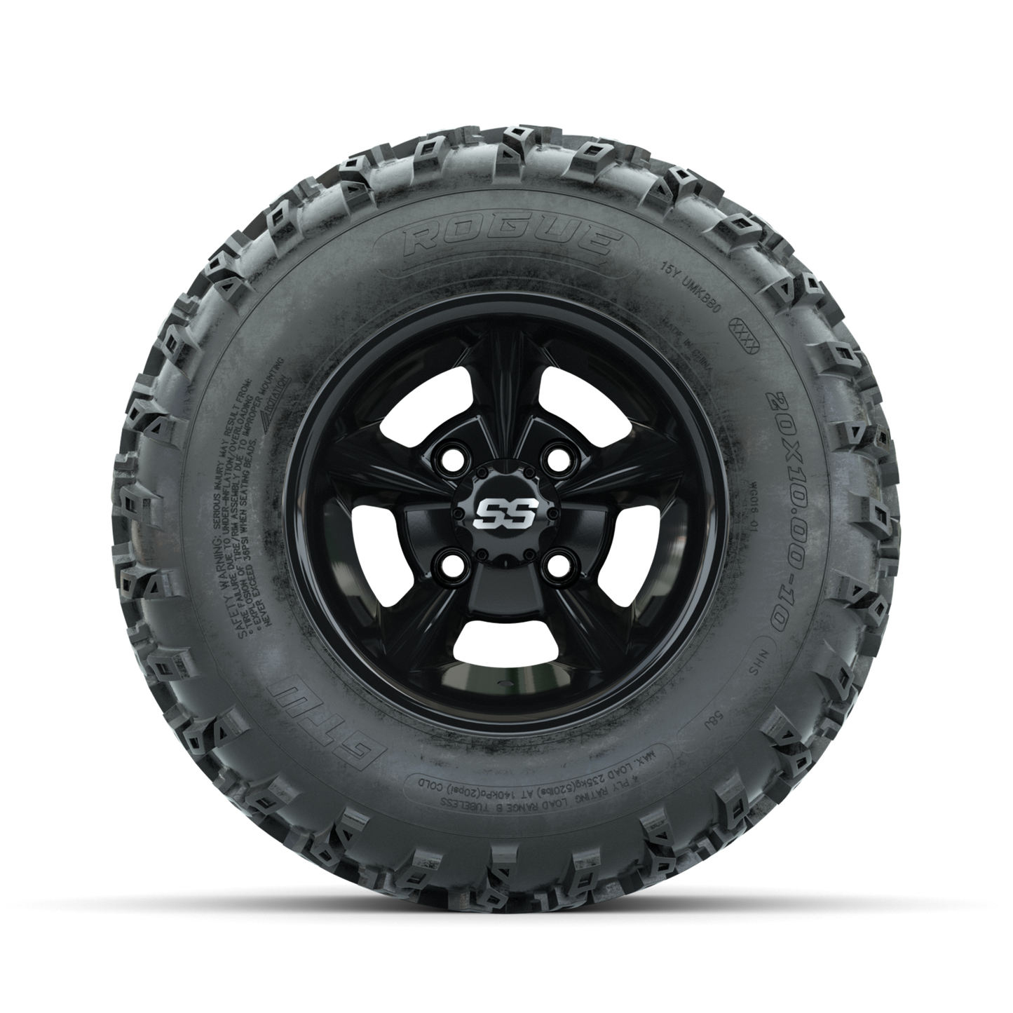 GTW Godfather Black 10 in Wheels with 20x10.00-10 Rogue All Terrain Tires Full Set