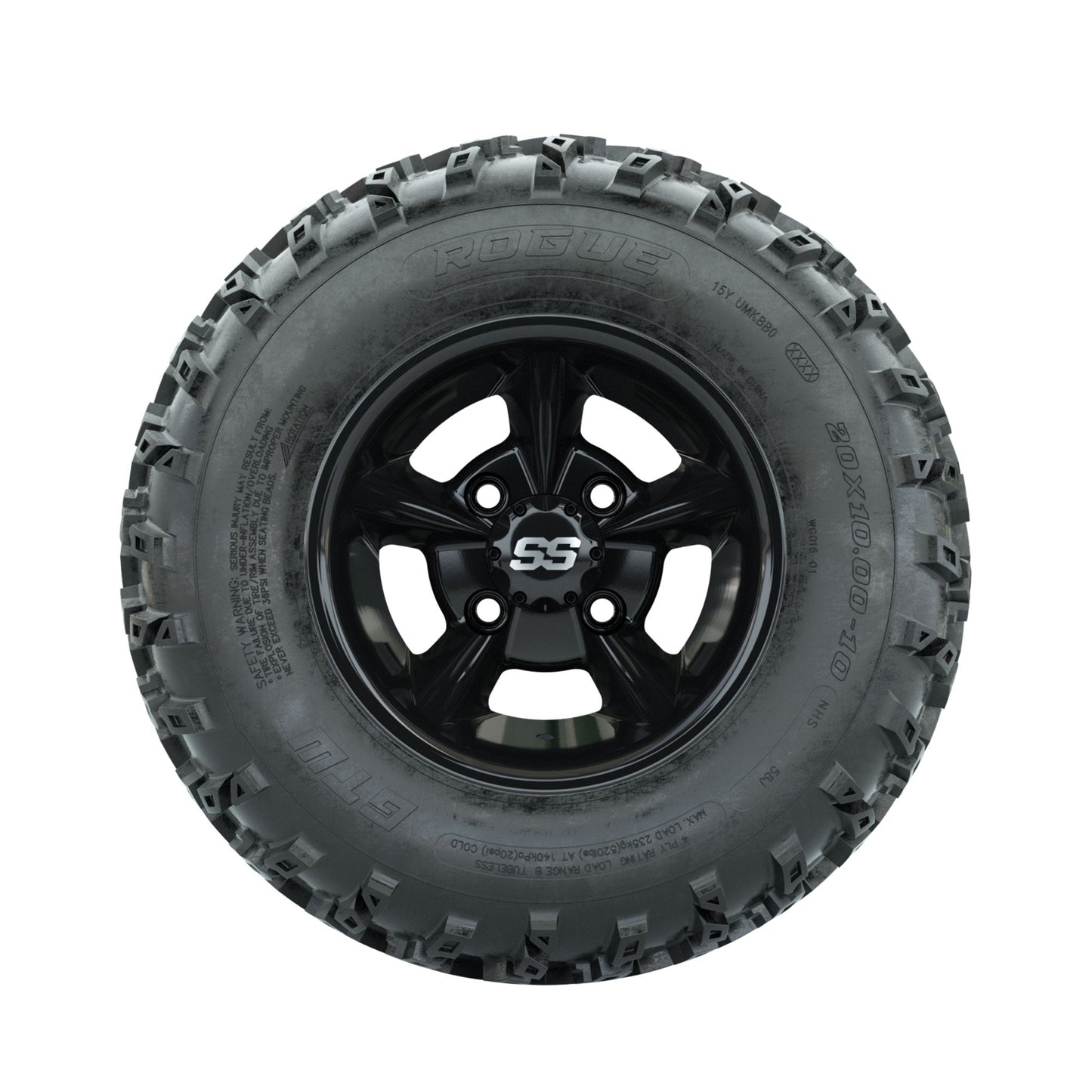 GTW Godfather Black 10 in Wheels with 20x10.00-10 Rogue All Terrain Tires Full Set
