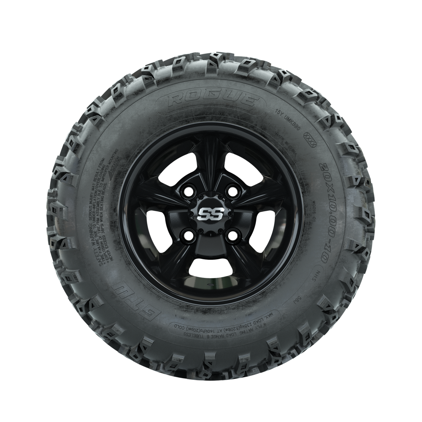 GTW Godfather Black 10 in Wheels with 20x10.00-10 Rogue All Terrain Tires Full Set