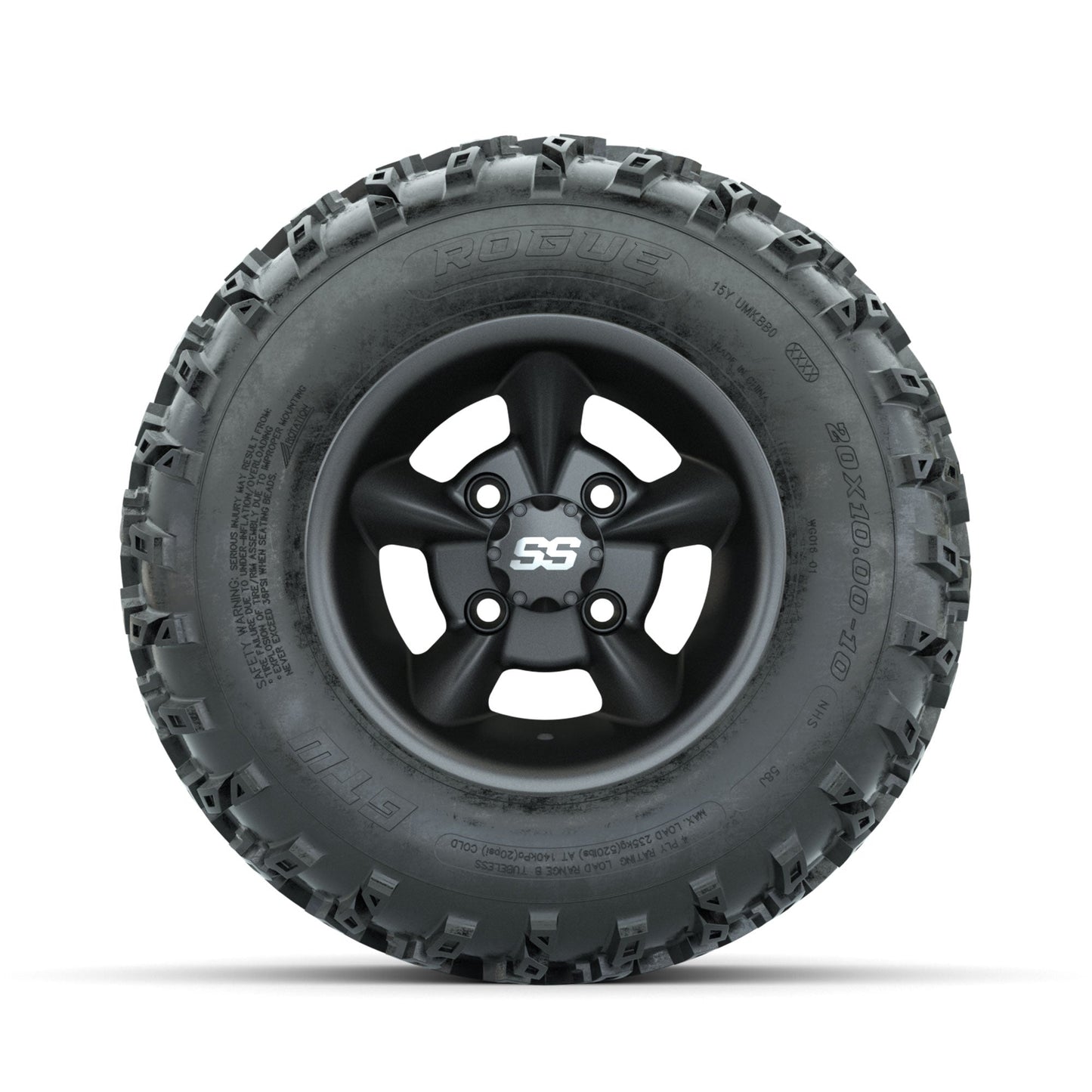 GTW Godfather Matte Grey 10 in Wheels with 20x10.00-10 Rogue All Terrain Tires Full Set