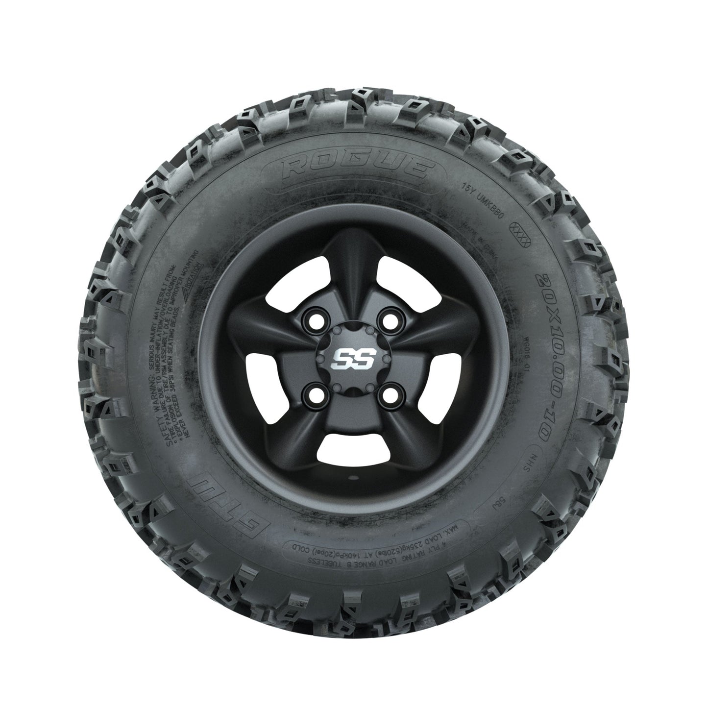 GTW Godfather Matte Grey 10 in Wheels with 20x10.00-10 Rogue All Terrain Tires Full Set