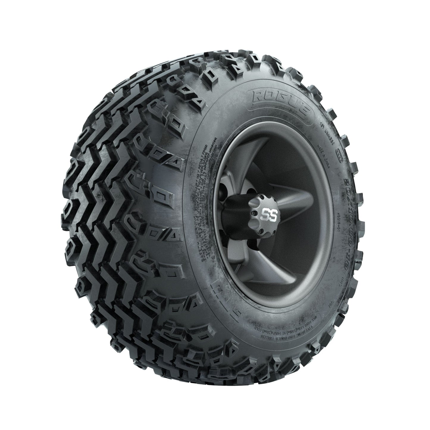 GTW Godfather Matte Grey 10 in Wheels with 20x10.00-10 Rogue All Terrain Tires Full Set