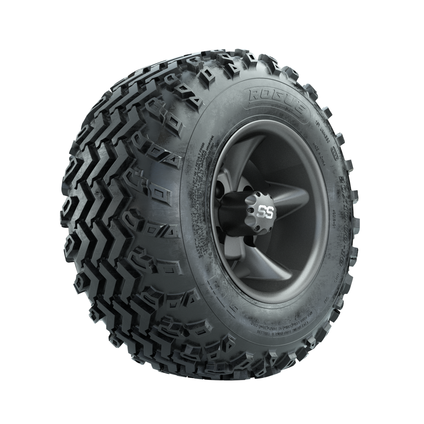 GTW Godfather Matte Grey 10 in Wheels with 20x10.00-10 Rogue All Terrain Tires Full Set