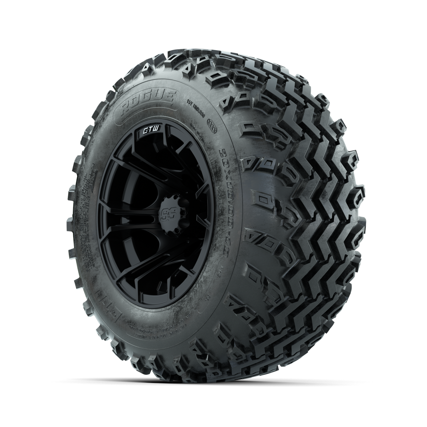 GTW Spyder Matte Black 10 in Wheels with 20x10.00-10 Rogue All Terrain Tires Full Set