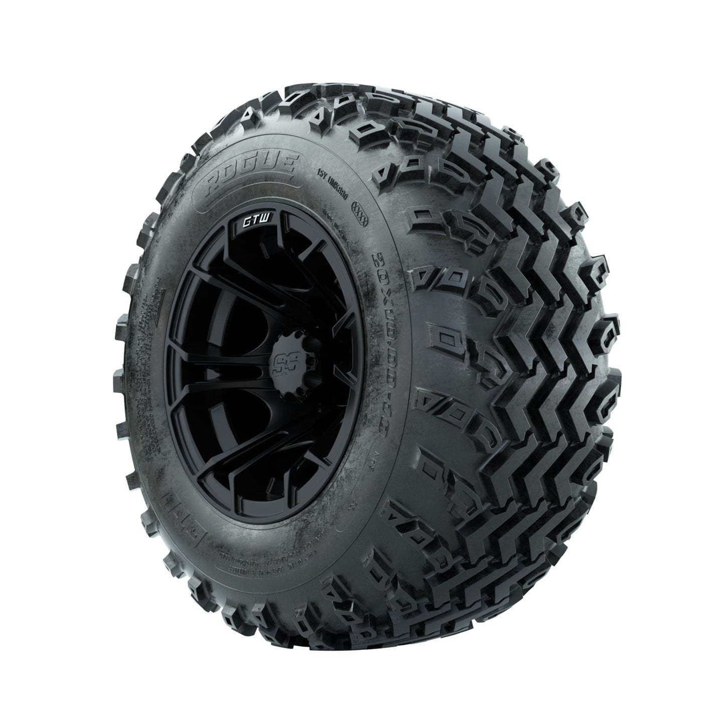 GTW Spyder Matte Black 10 in Wheels with 20x10.00-10 Rogue All Terrain Tires Full Set