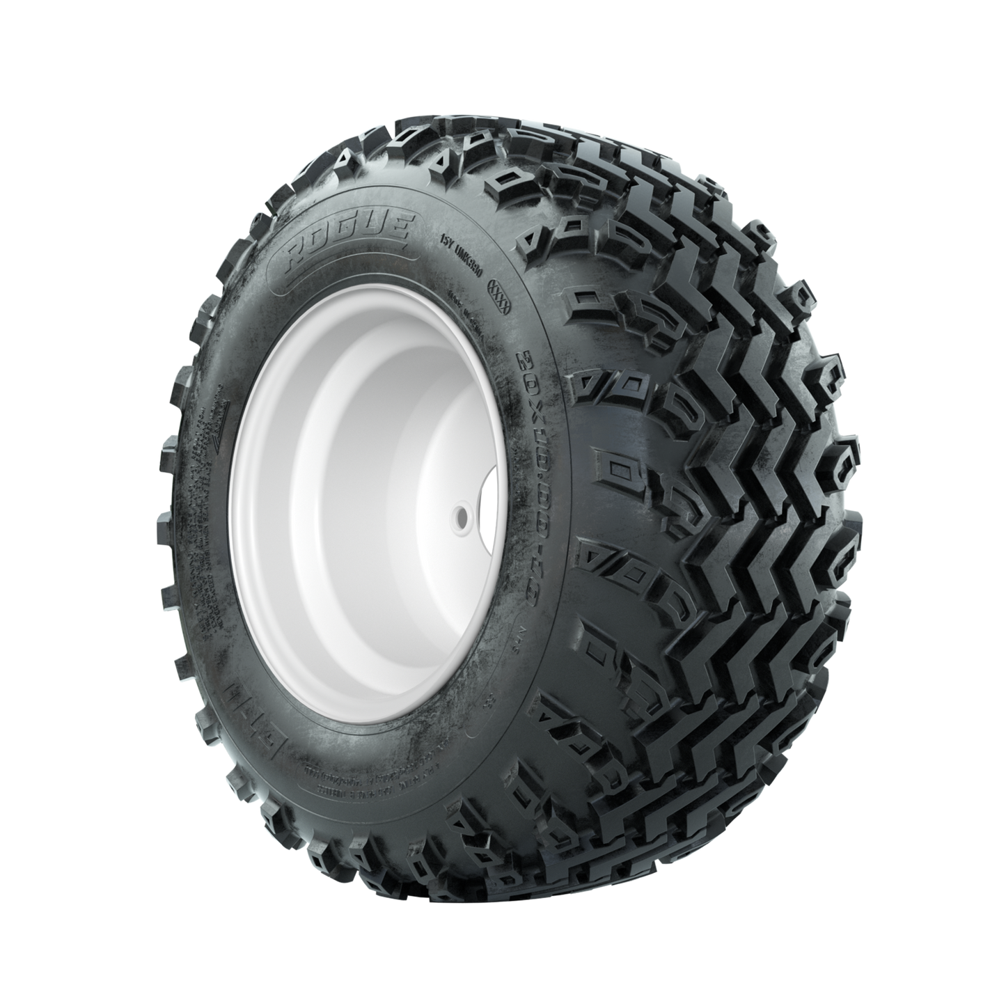 GTW Steel White 3:5 Offset 10 in Wheels with 20x10.00-10 Rogue All Terrain Tires Full Set