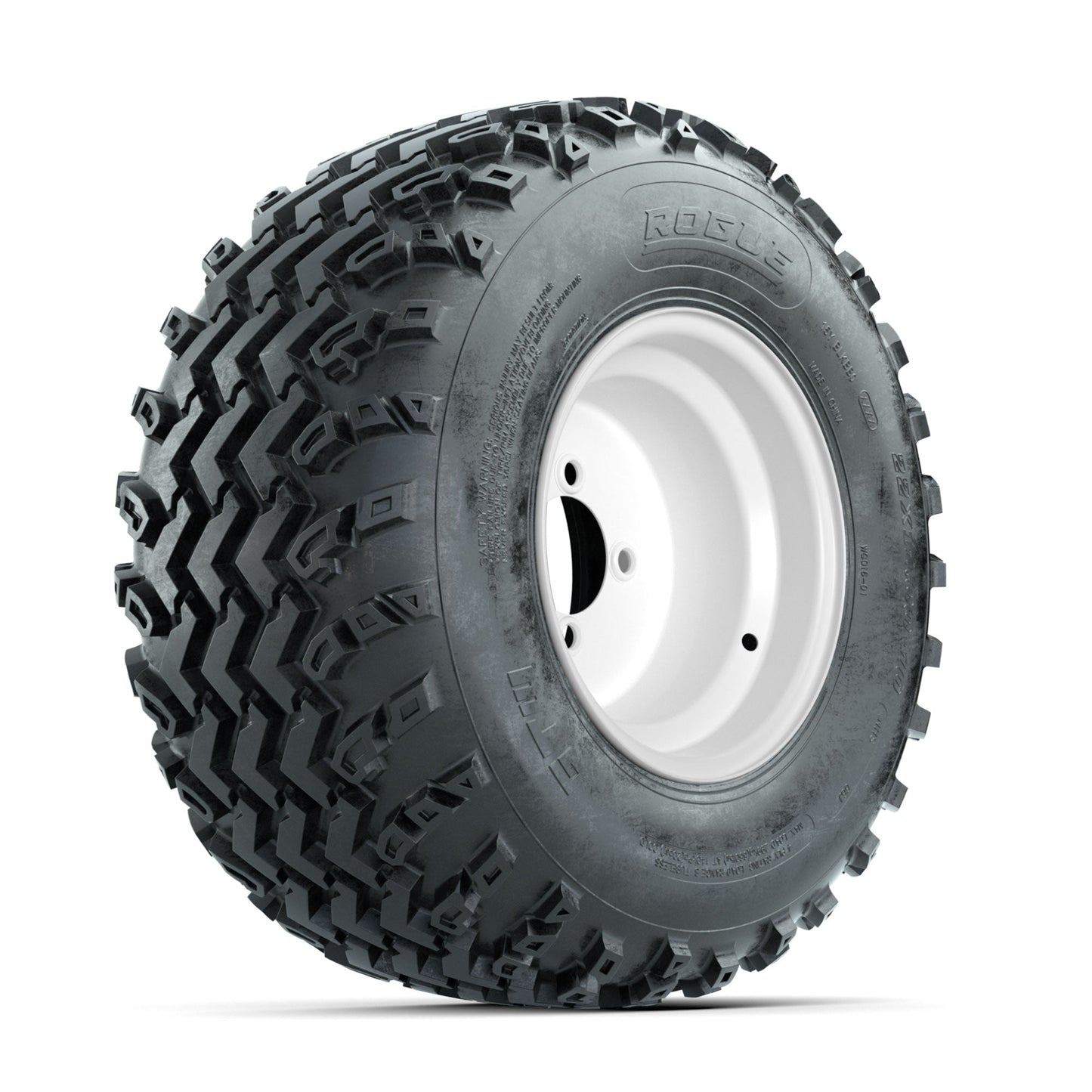 GTW Steel White 10 in Wheels with 22x11.00-10 Rogue All Terrain Tires Full Set