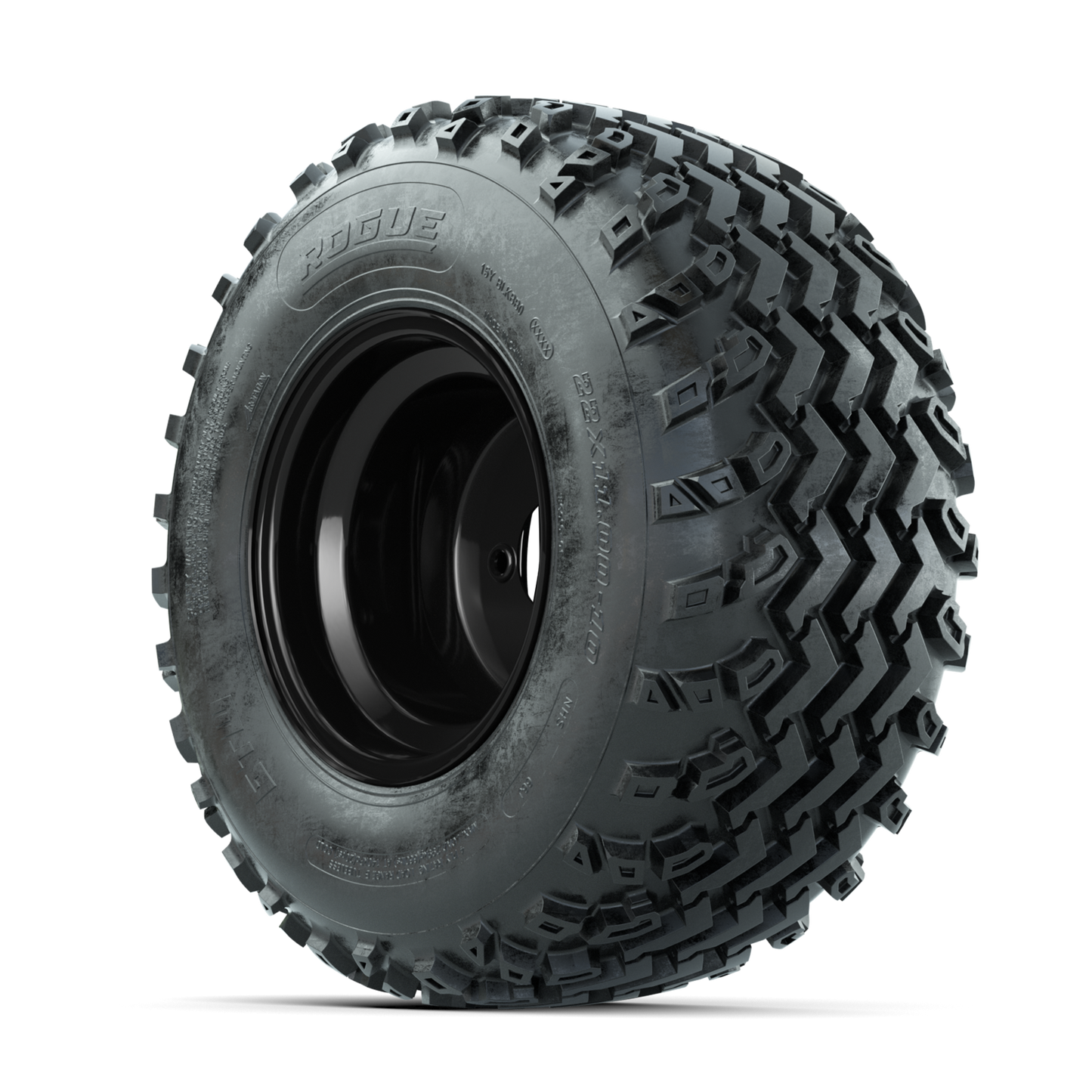 GTW Steel Matte Black 3:5 Offset 10 in Wheels with 22x11.00-10 Rogue All Terrain Tires  Full Set