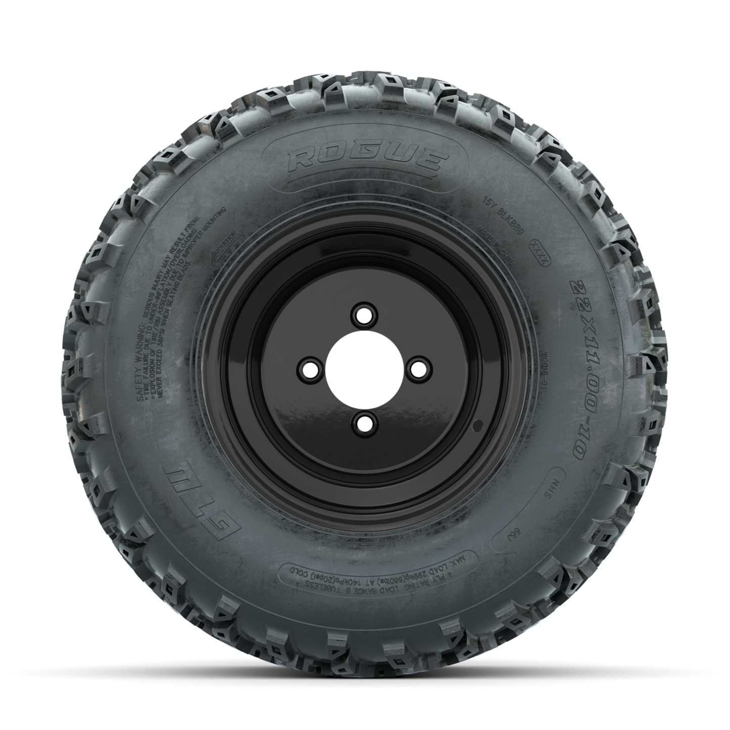 GTW Steel Black 10 in Wheels with 22x11.00-10 Rogue All Terrain Tires Full Set