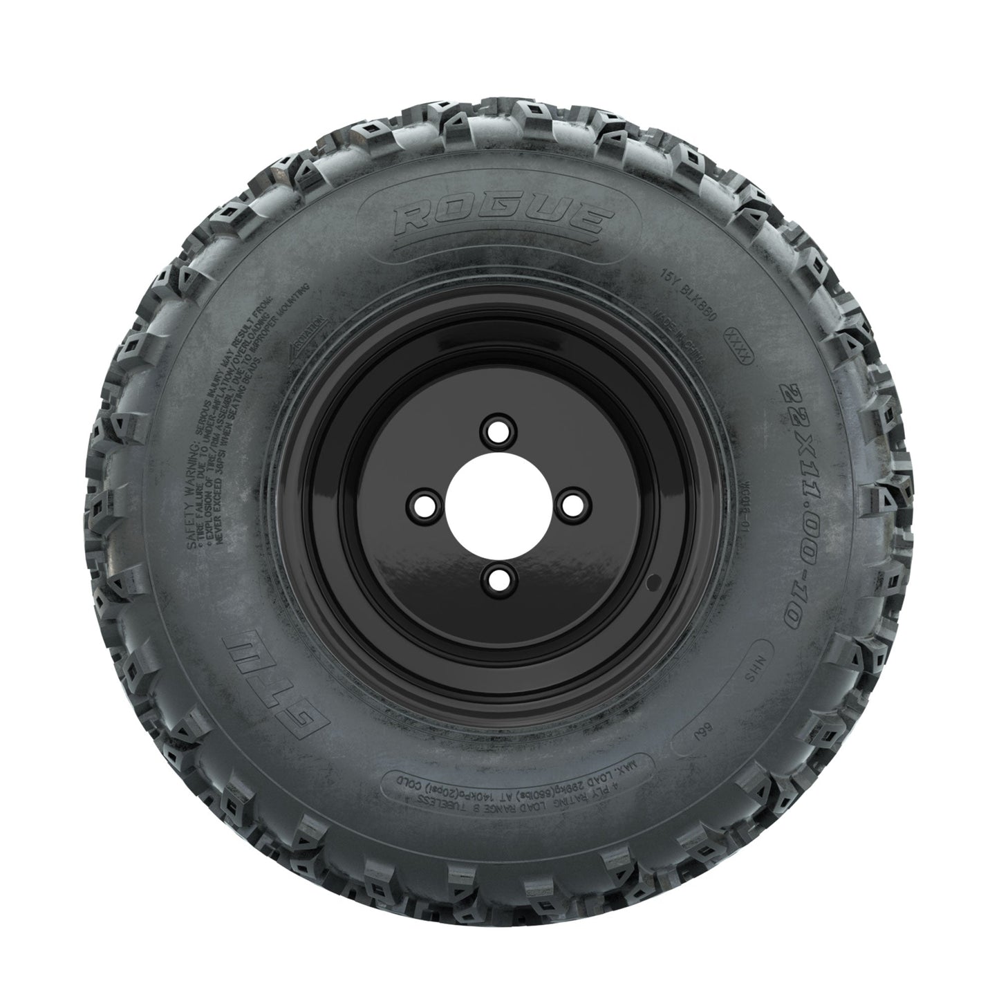 GTW Steel Black 10 in Wheels with 22x11.00-10 Rogue All Terrain Tires Full Set
