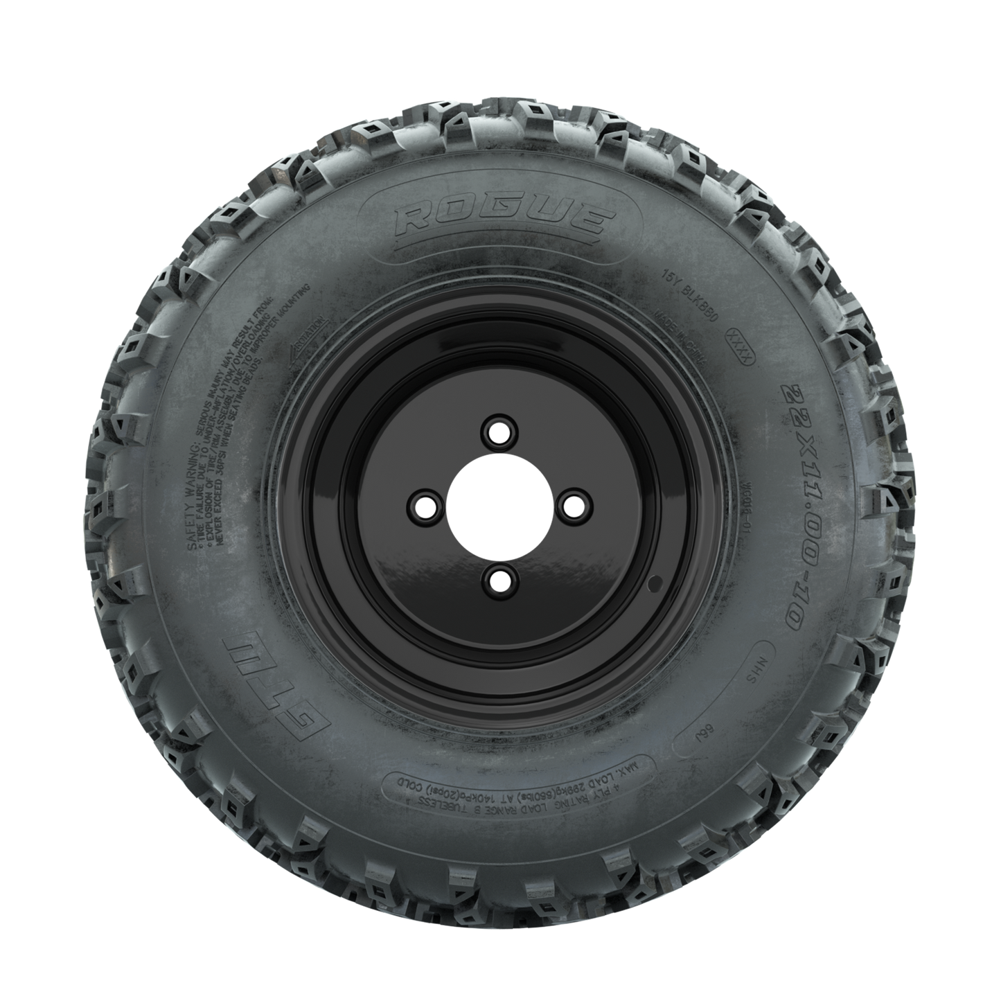 GTW Steel Black 10 in Wheels with 22x11.00-10 Rogue All Terrain Tires Full Set