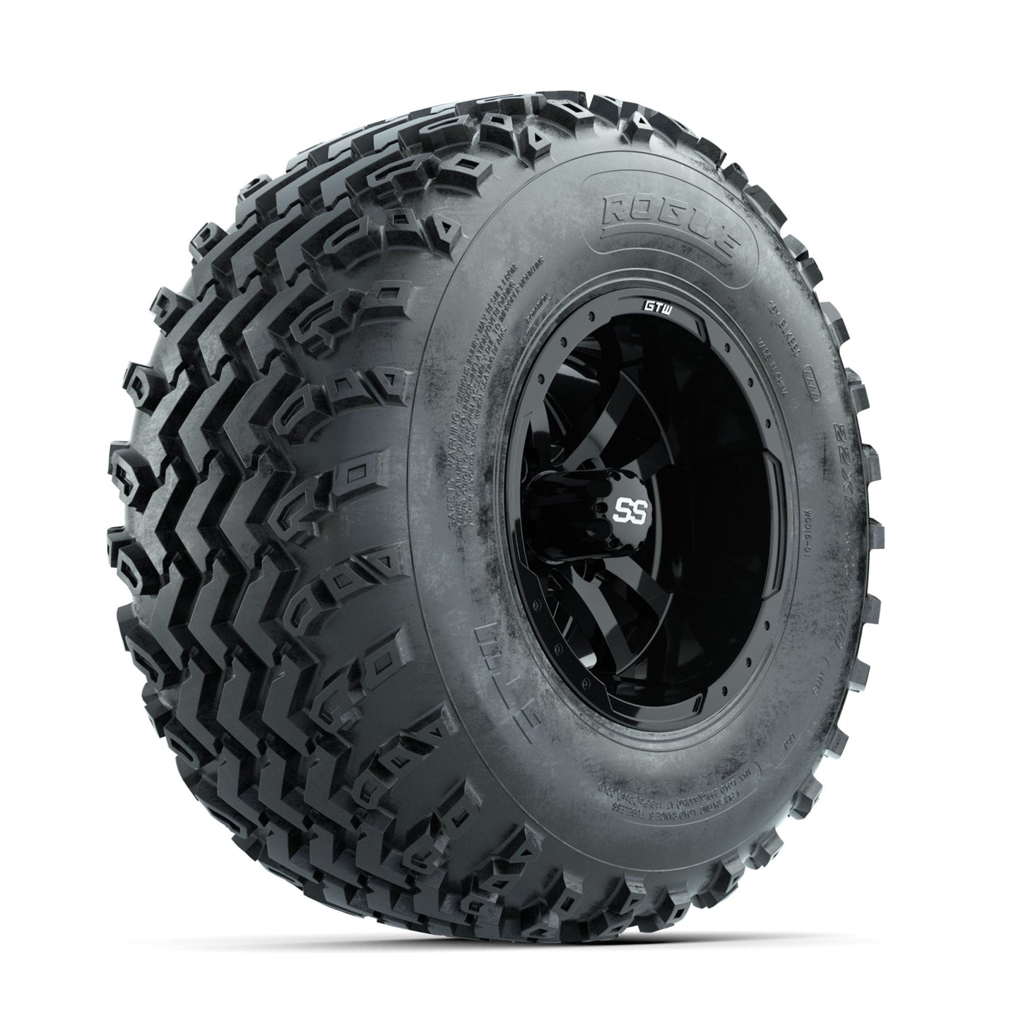 GTW Storm Trooper Black 10 in Wheels with 22x11.00-10 Rogue All Terrain Tires Full Set