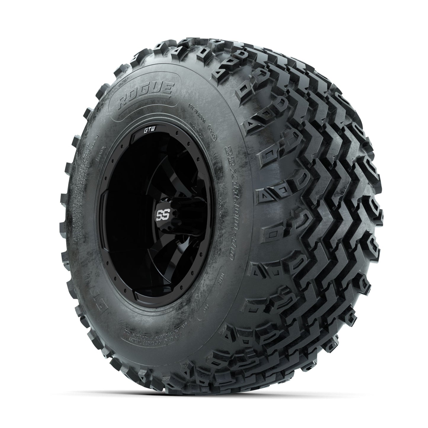 GTW Storm Trooper Black 10 in Wheels with 22x11.00-10 Rogue All Terrain Tires Full Set