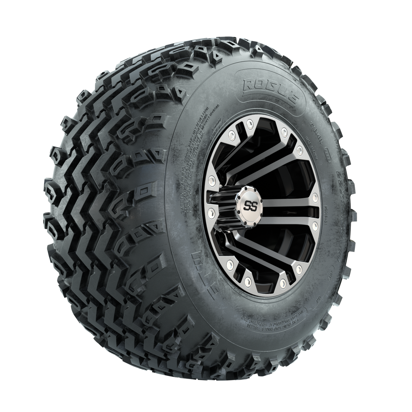 GTW Specter Machined/Black 10 in Wheels with 22x11.00-10 Rogue All Terrain Tires Full Set