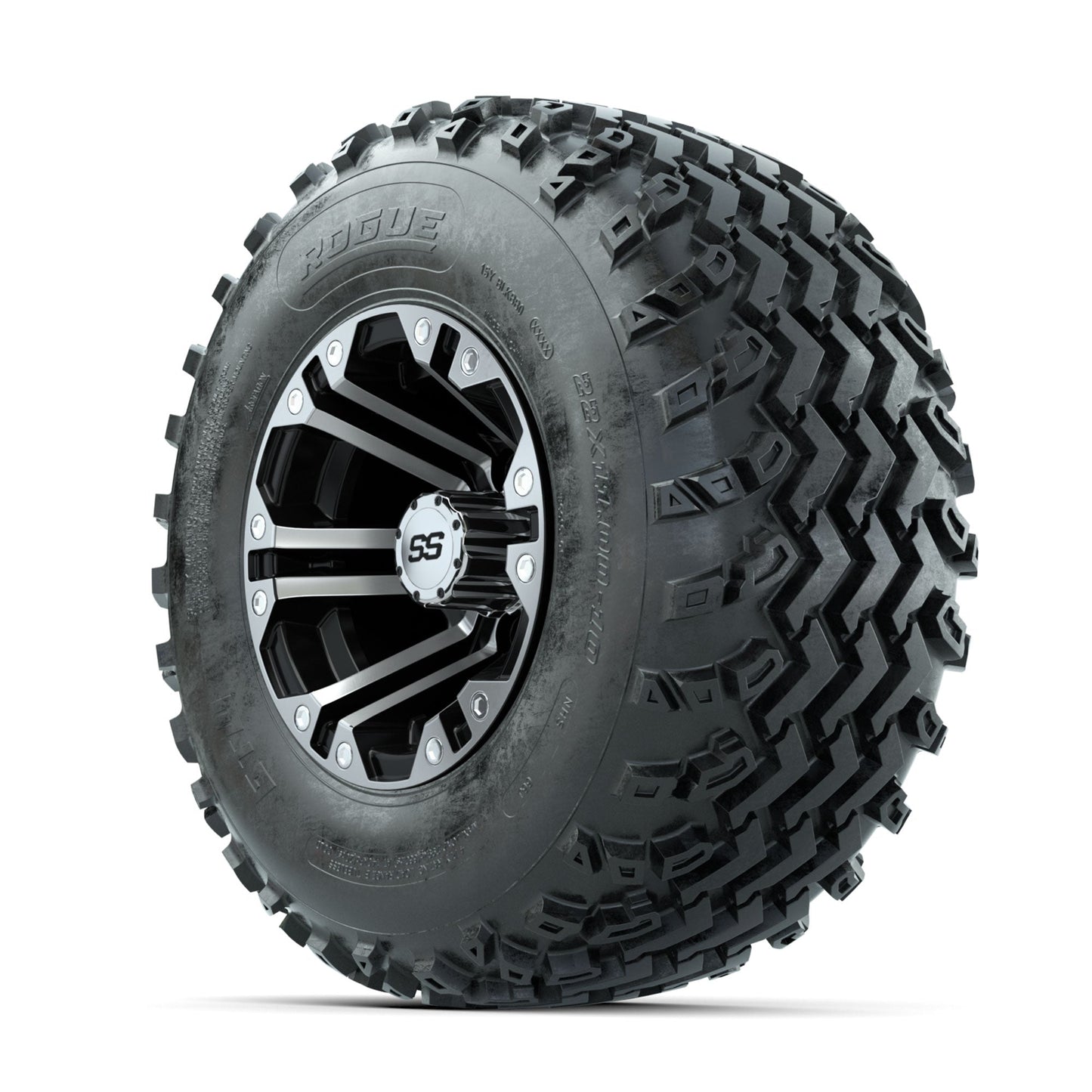 GTW Specter Machined/Black 10 in Wheels with 22x11.00-10 Rogue All Terrain Tires Full Set