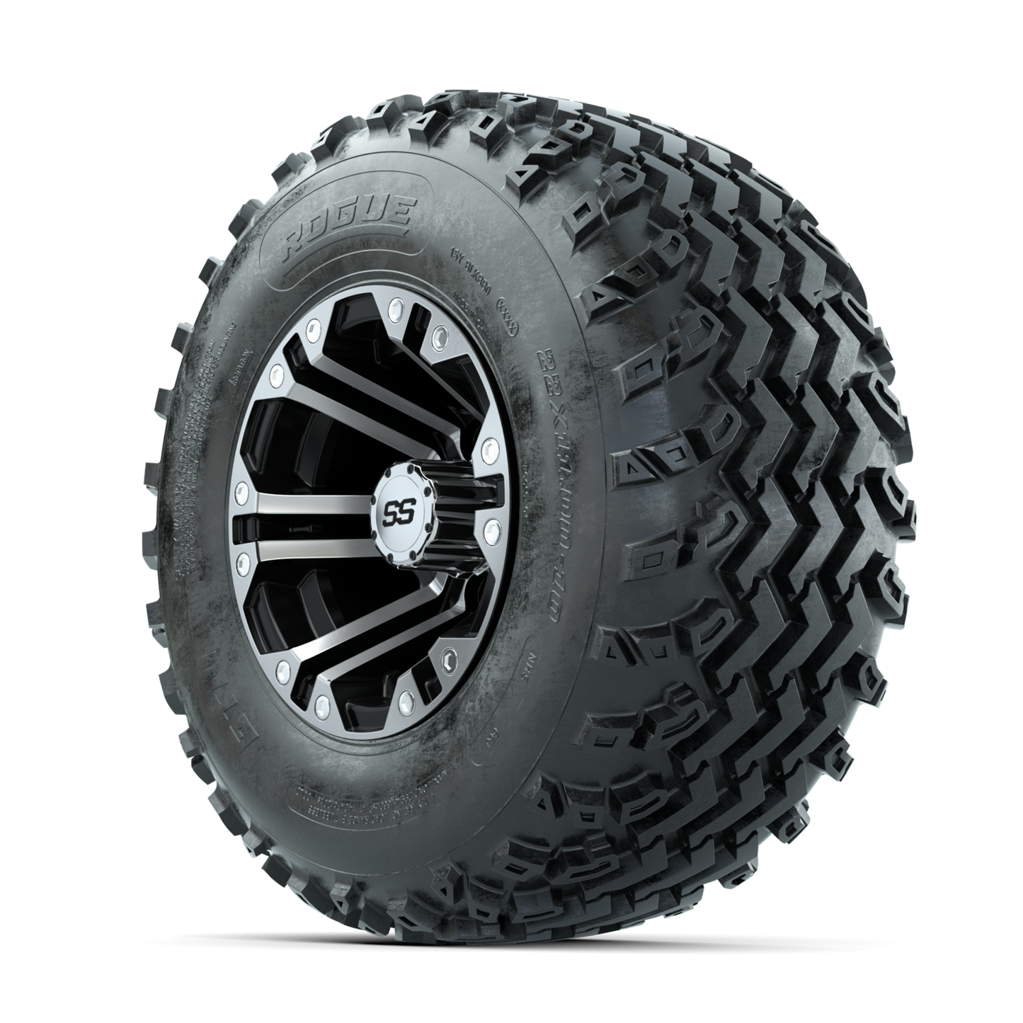GTW Specter Machined/Black 10 in Wheels with 22x11.00-10 Rogue All Terrain Tires Full Set