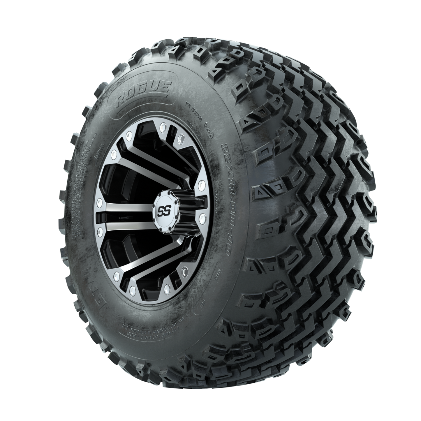 GTW Specter Machined/Black 10 in Wheels with 22x11.00-10 Rogue All Terrain Tires Full Set