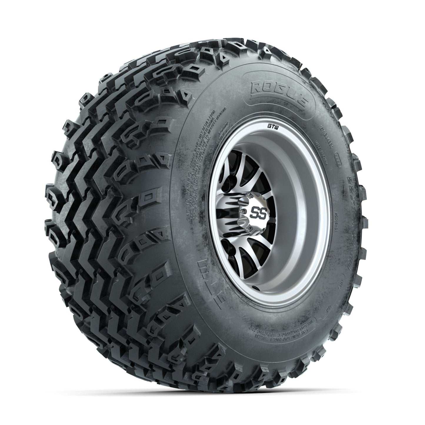 GTW Medusa Machined/Black 10 in Wheels with 22x11.00-10 Rogue All Terrain Tires Full Set