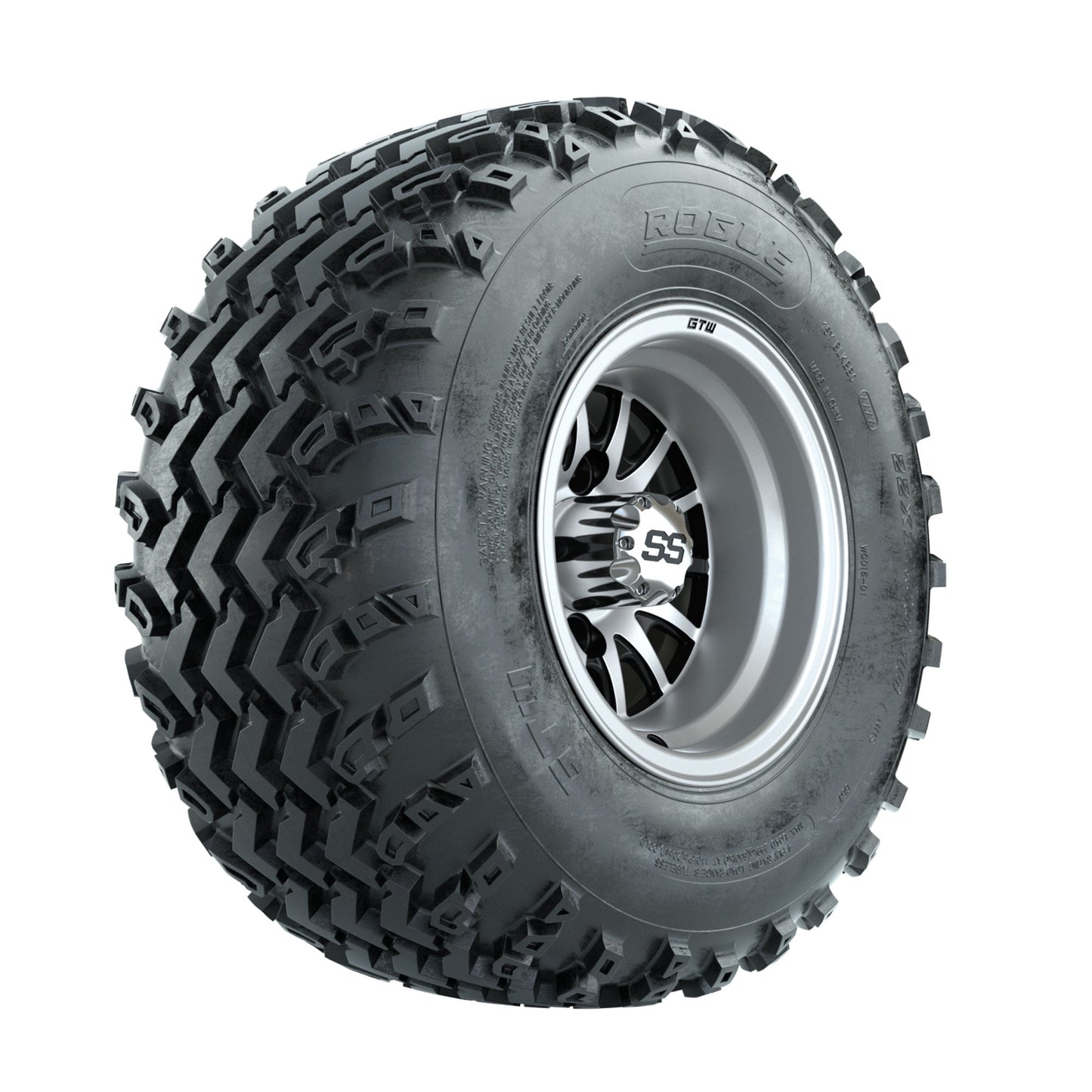 GTW Medusa Machined/Black 10 in Wheels with 22x11.00-10 Rogue All Terrain Tires Full Set