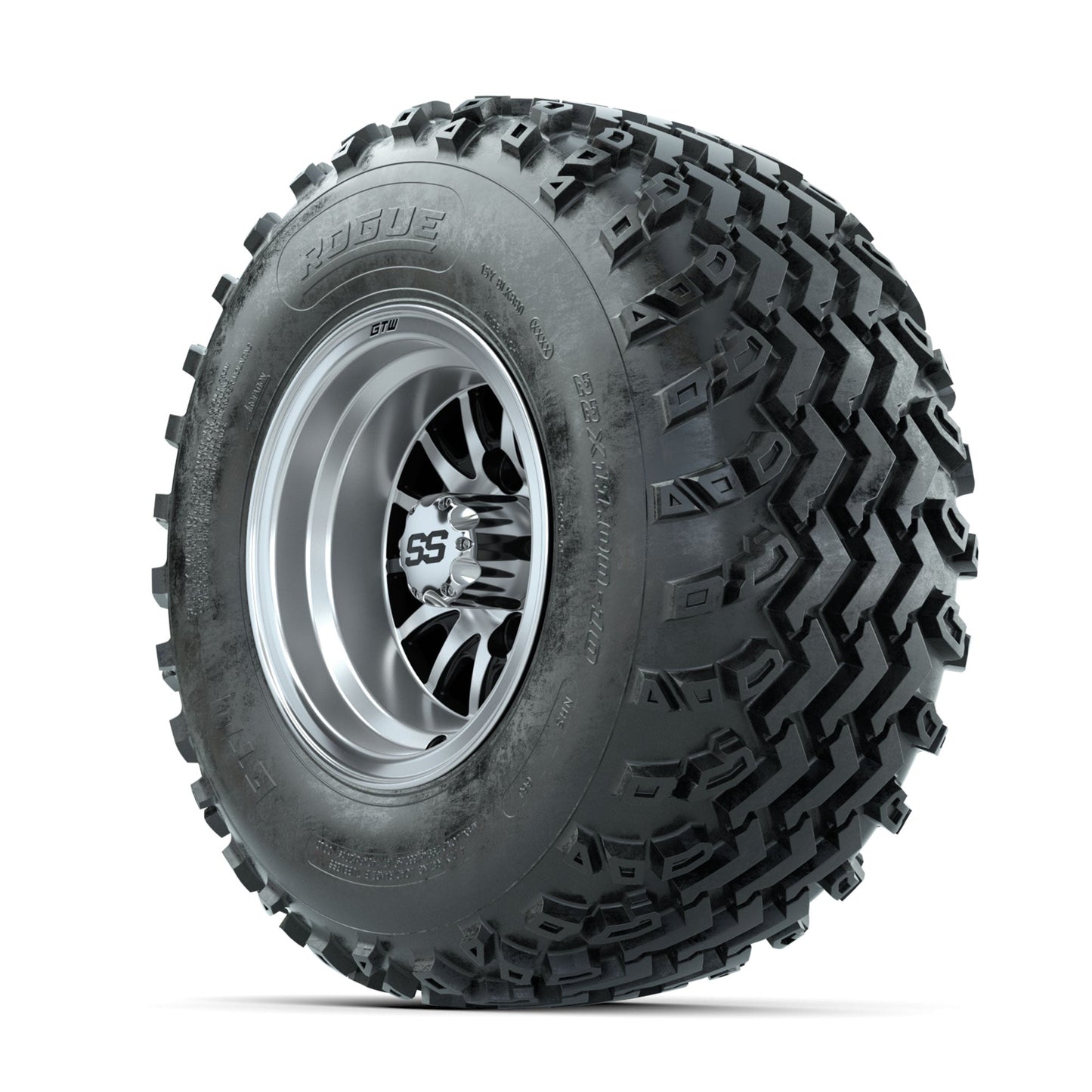GTW Medusa Machined/Black 10 in Wheels with 22x11.00-10 Rogue All Terrain Tires Full Set