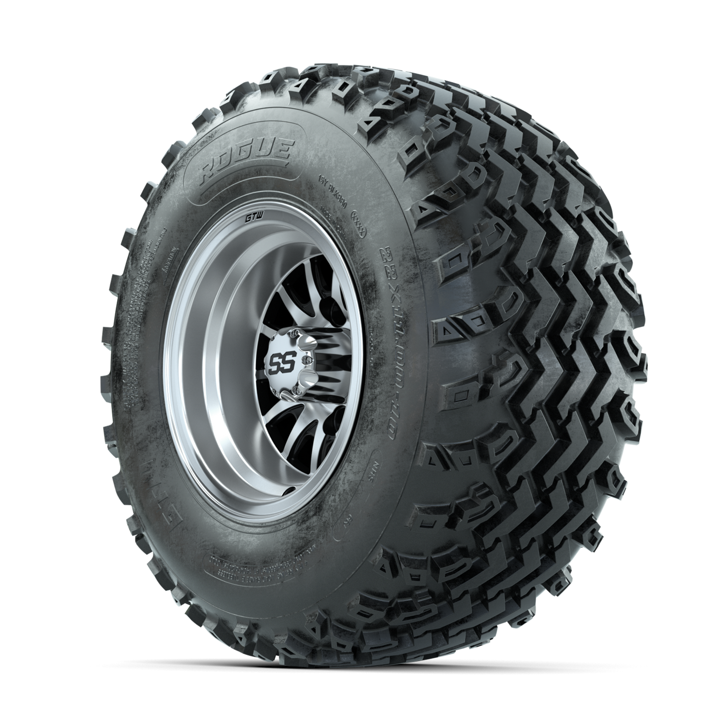 GTW Medusa Machined/Black 10 in Wheels with 22x11.00-10 Rogue All Terrain Tires Full Set