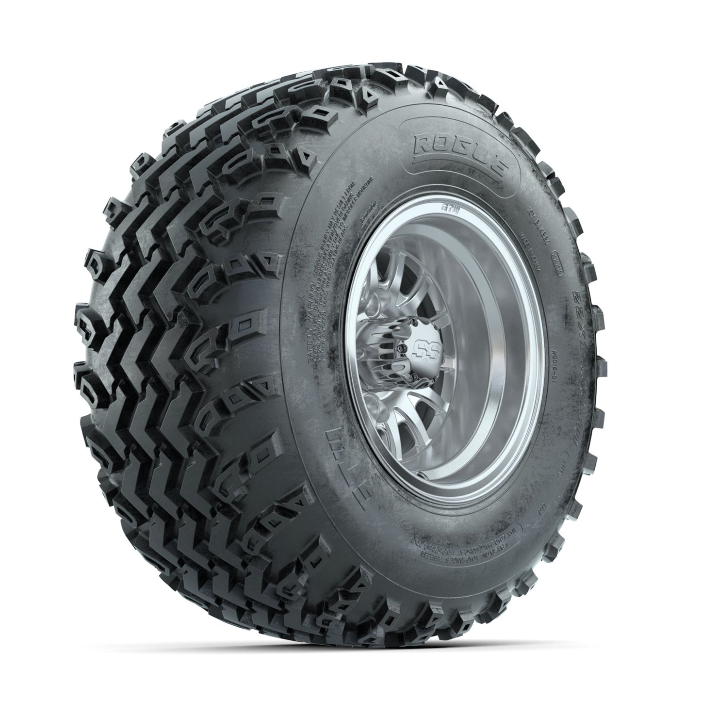 GTW Medusa Machined/Silver 10 in Wheels with 22x11.00-10 Rogue All Terrain Tires Full Set