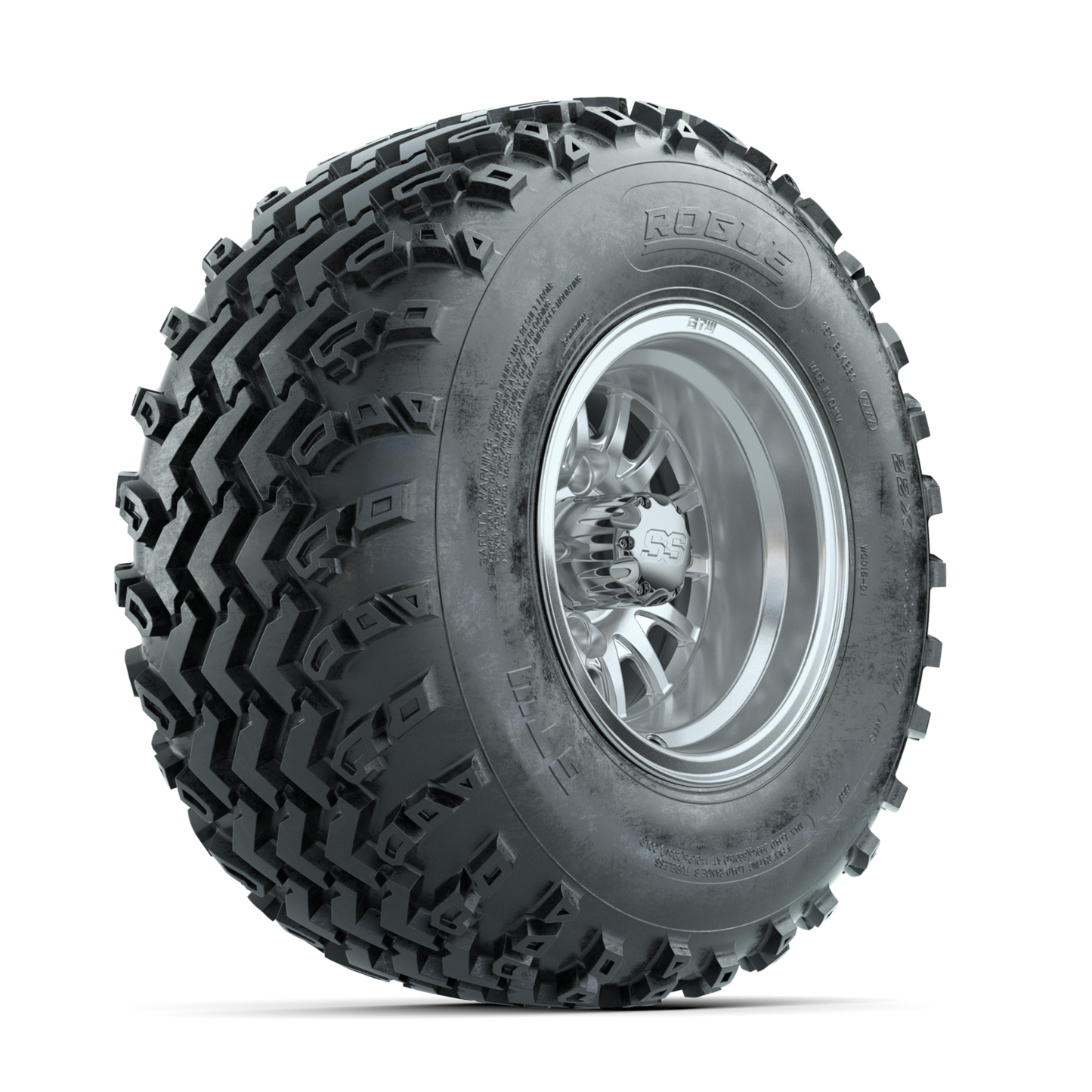 GTW Medusa Machined/Silver 10 in Wheels with 22x11.00-10 Rogue All Terrain Tires Full Set