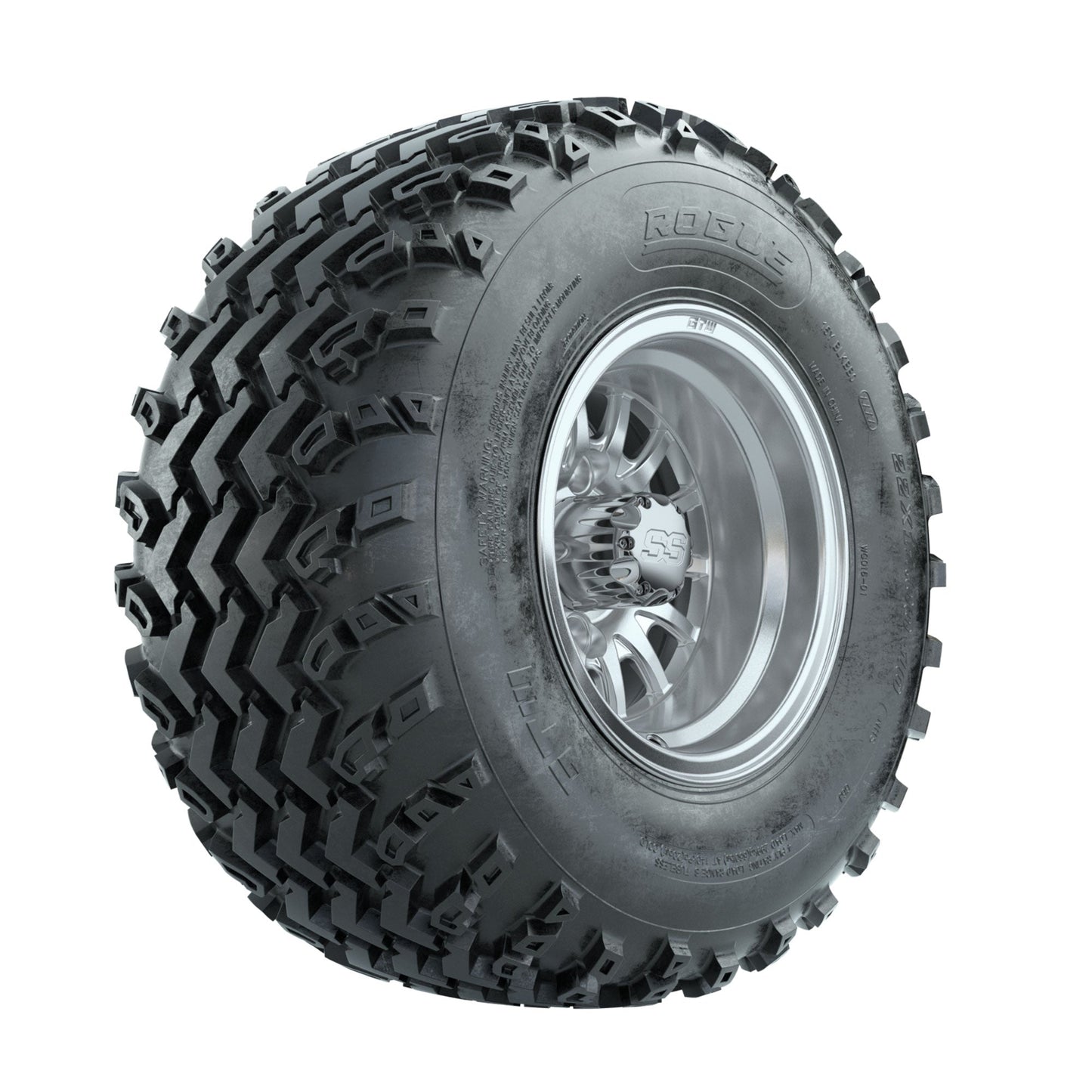 GTW Medusa Machined/Silver 10 in Wheels with 22x11.00-10 Rogue All Terrain Tires Full Set