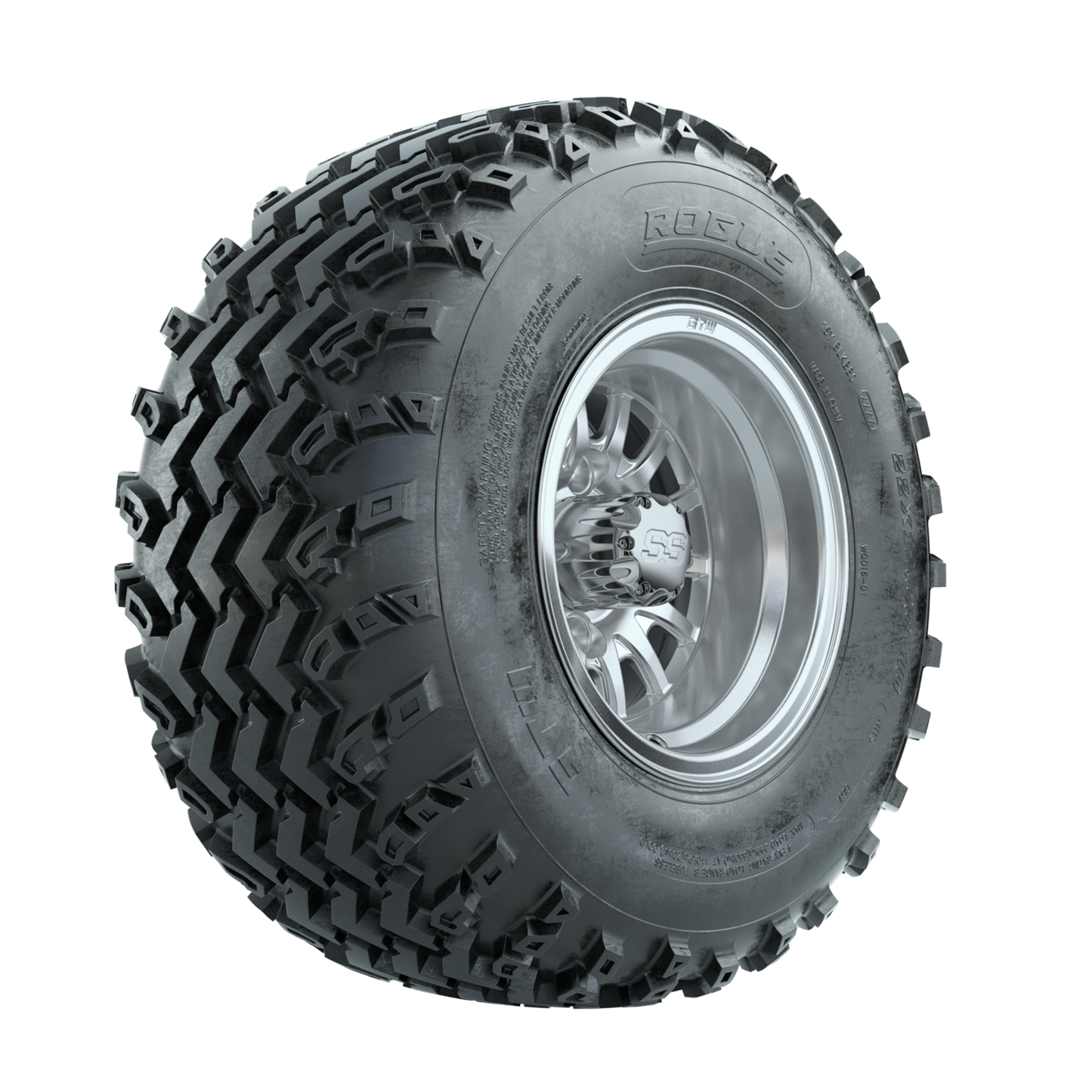 GTW Medusa Machined/Silver 10 in Wheels with 22x11.00-10 Rogue All Terrain Tires Full Set