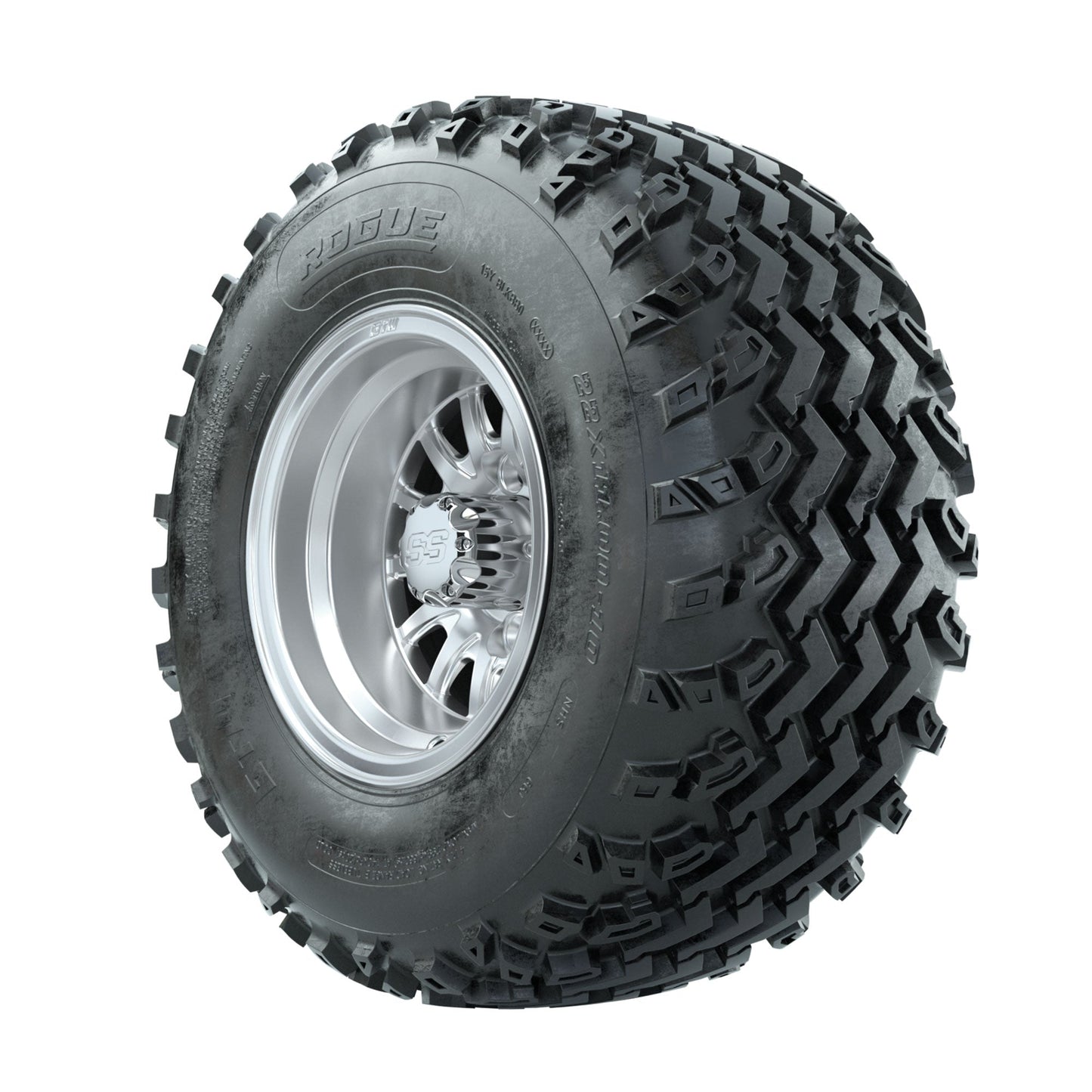 GTW Medusa Machined/Silver 10 in Wheels with 22x11.00-10 Rogue All Terrain Tires Full Set