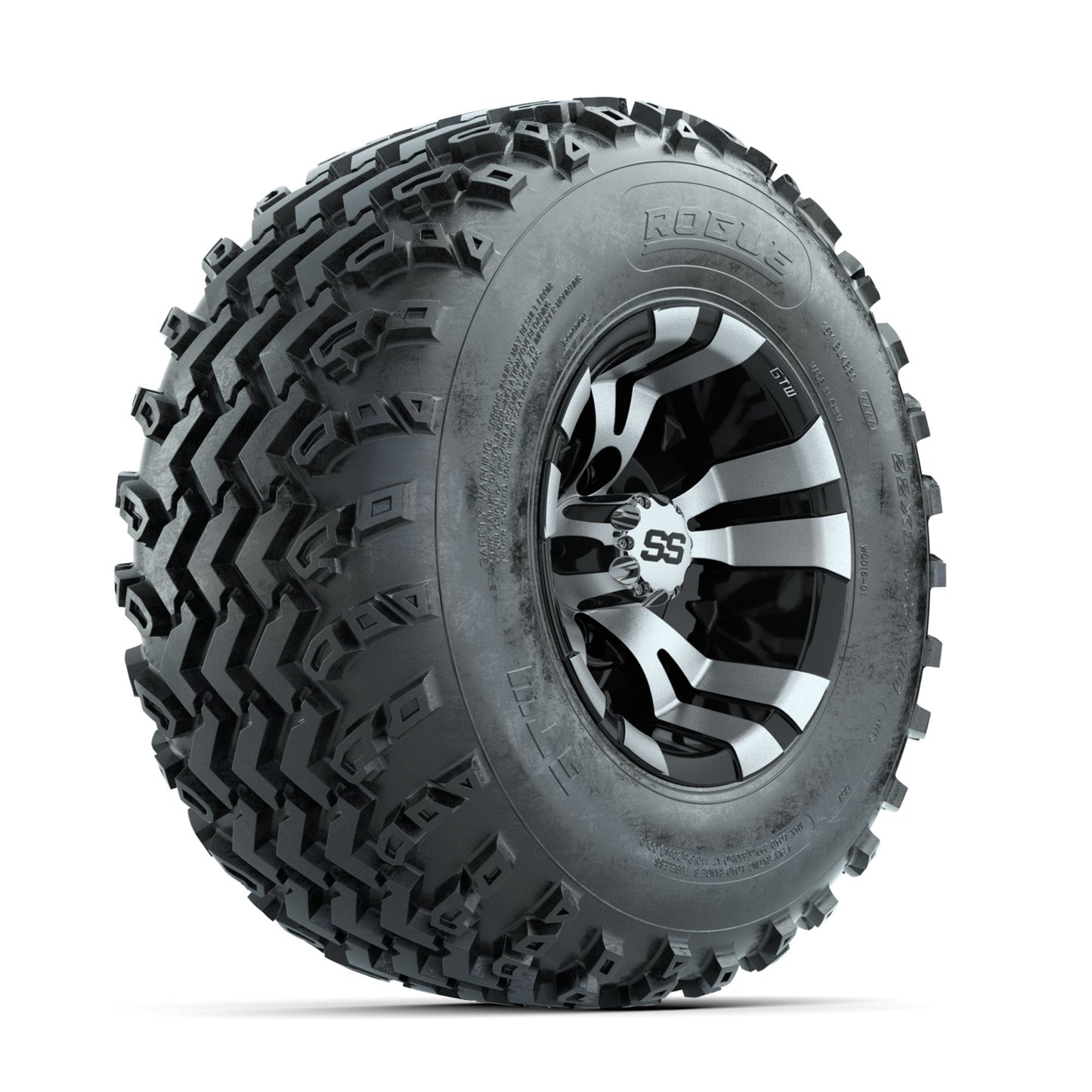 GTW Vampire Machined/Black 10 in Wheels with 22x11.00-10 Rogue All Terrain Tires Full Set