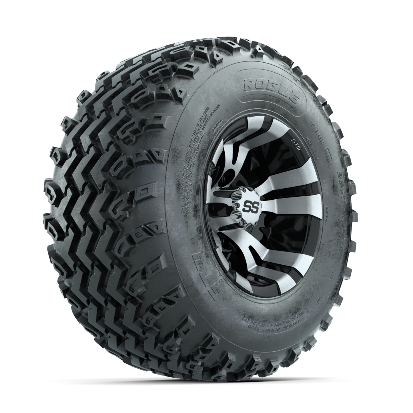 GTW Vampire Machined/Black 10 in Wheels with 22x11.00-10 Rogue All Terrain Tires Full Set