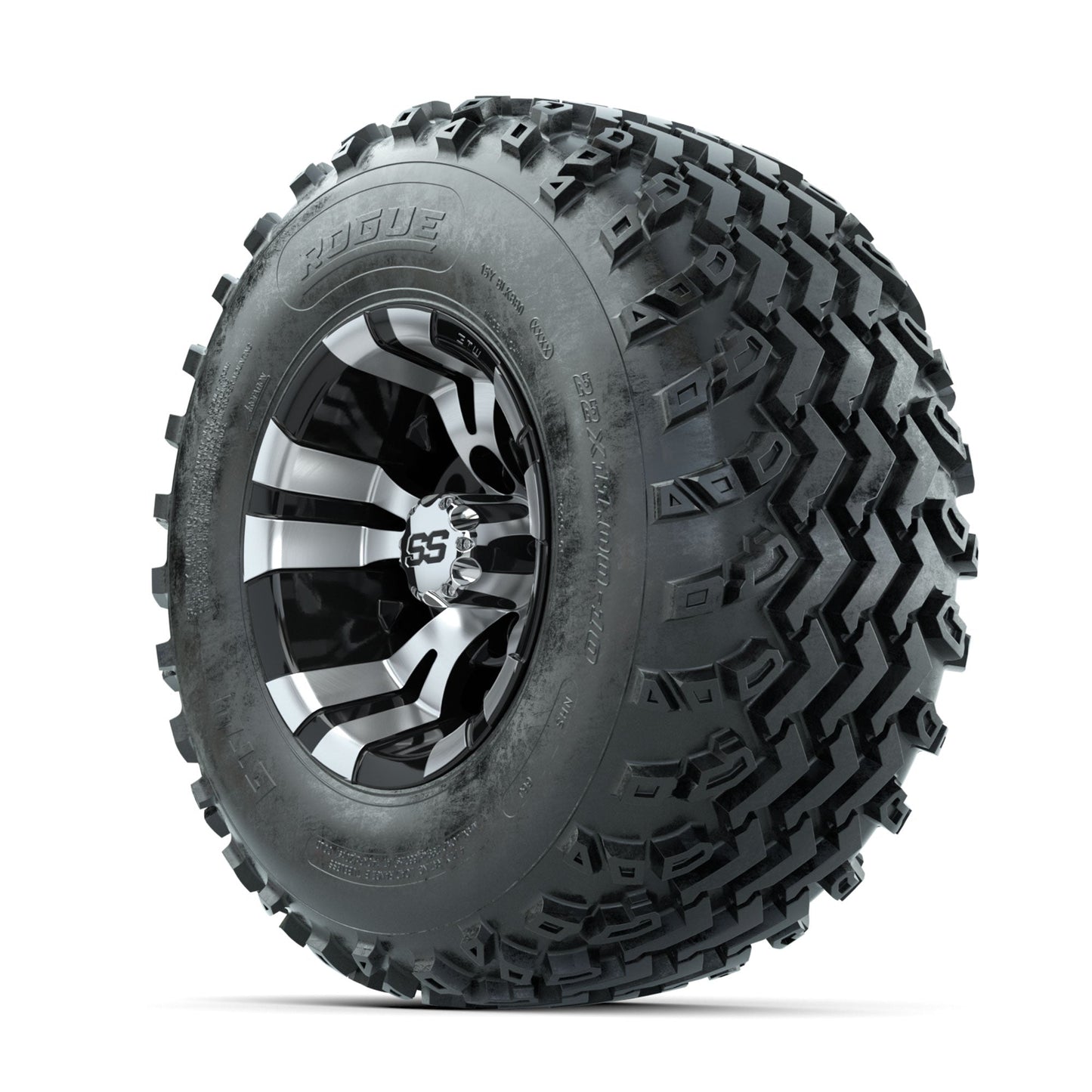 GTW Vampire Machined/Black 10 in Wheels with 22x11.00-10 Rogue All Terrain Tires Full Set